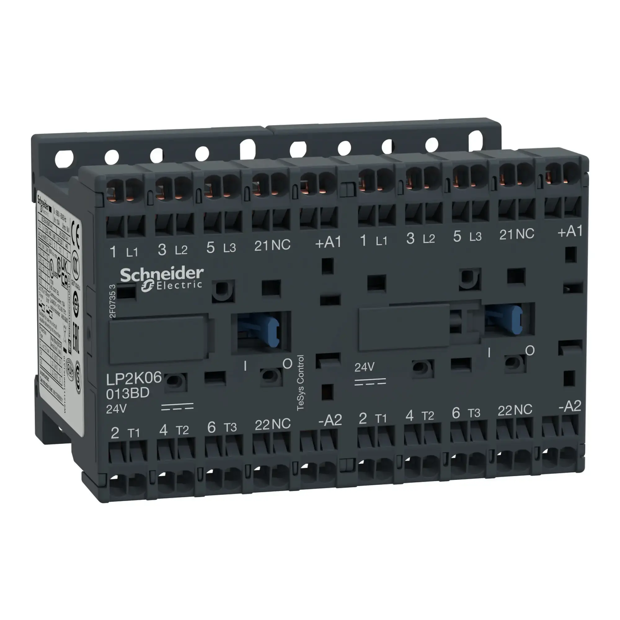 Schneider Electric LP2K06013BD Reversing contactor combination, 3p+1NC, 2.2kW/400V/AC3, 6A, 24VDC (img_002)