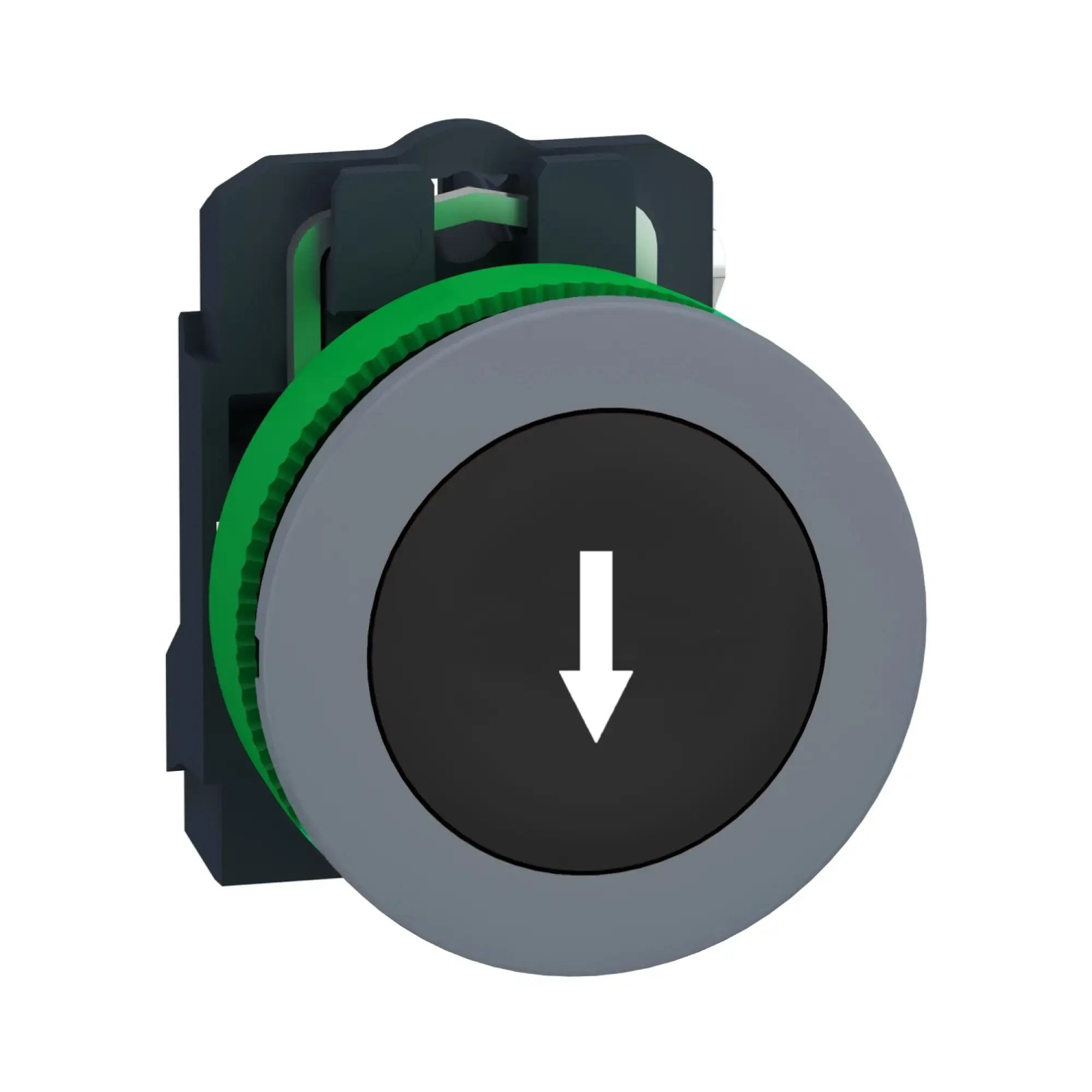 Schneider Electric XB5FA3351C0 Pushbutton, Harmony XB5F, plastic, light grey, black, arrow down, 30mm, momentary, 1NO (img_009) Schneider Electric XB5FA3351C0 Pushbutton, Harmony XB5F, plastic, light grey, black, arrow down, 30mm, momentary, 1NO (img_009)