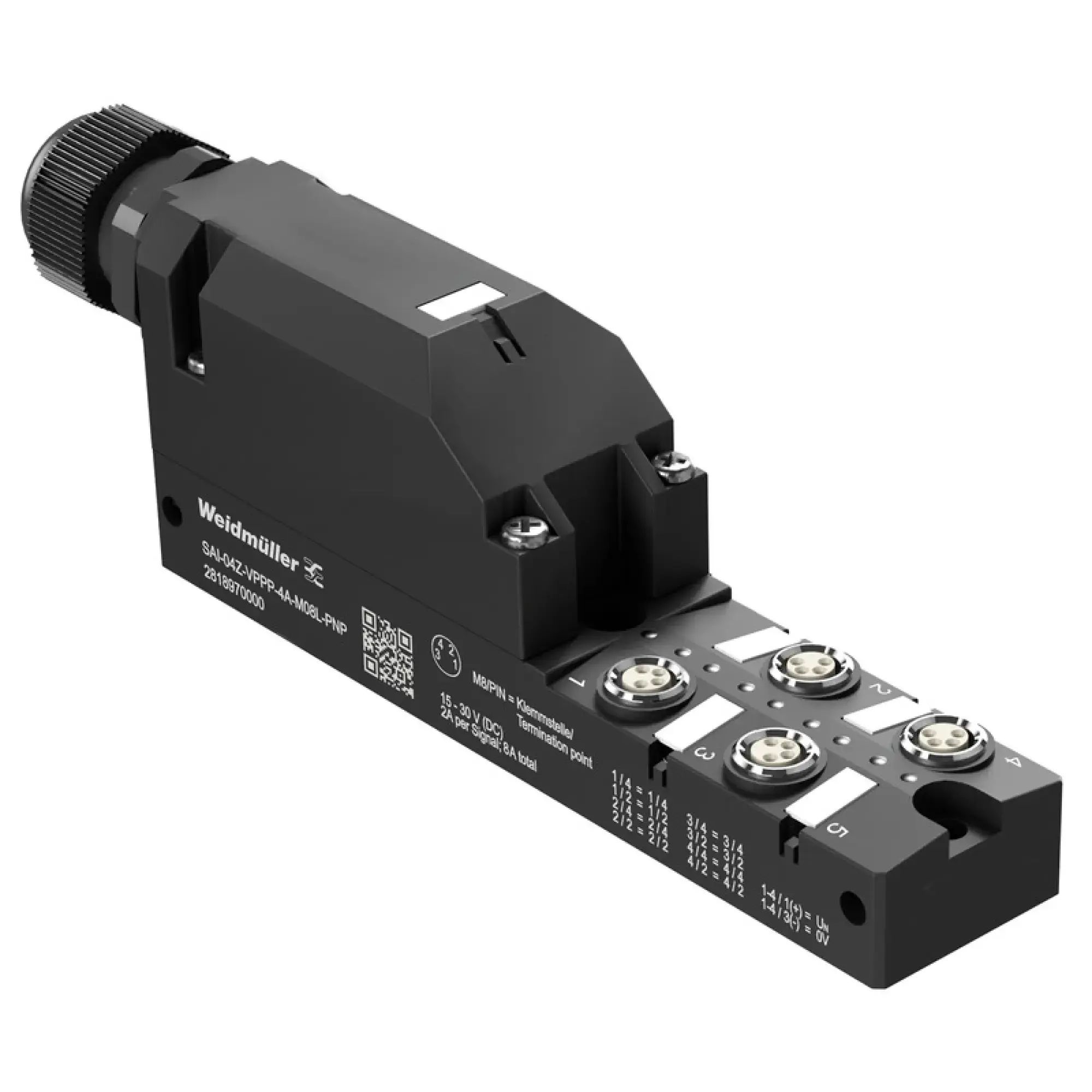 Weidmüller 2818970000 Sensor-actuator passive distributor (without cable), Hood distributor, M8, 30 V, LED: Yes, LED initiator: Yes, Wiring type: PNP (img_001)