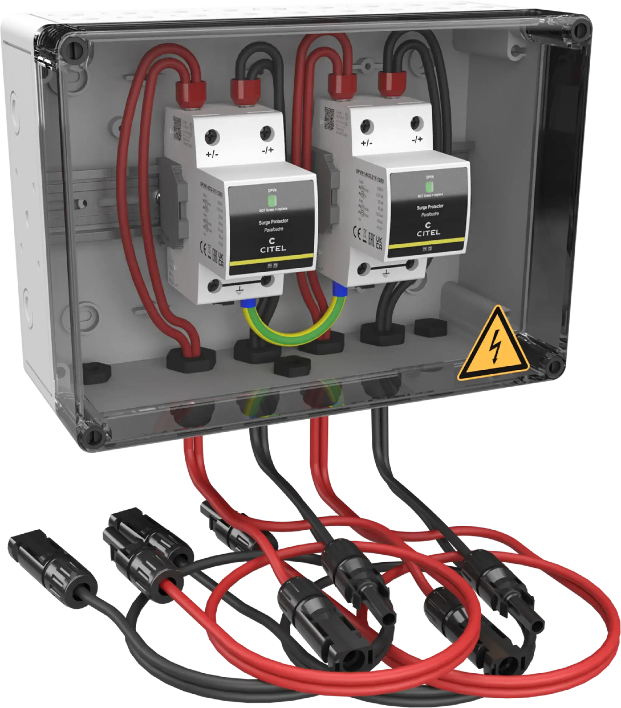 Citel 156964 Generatoranschlusskasten mit SPD Typ 1+2+3 bis 1200 VDC, 2-MPPT, 1 String MC4 (img_001)
