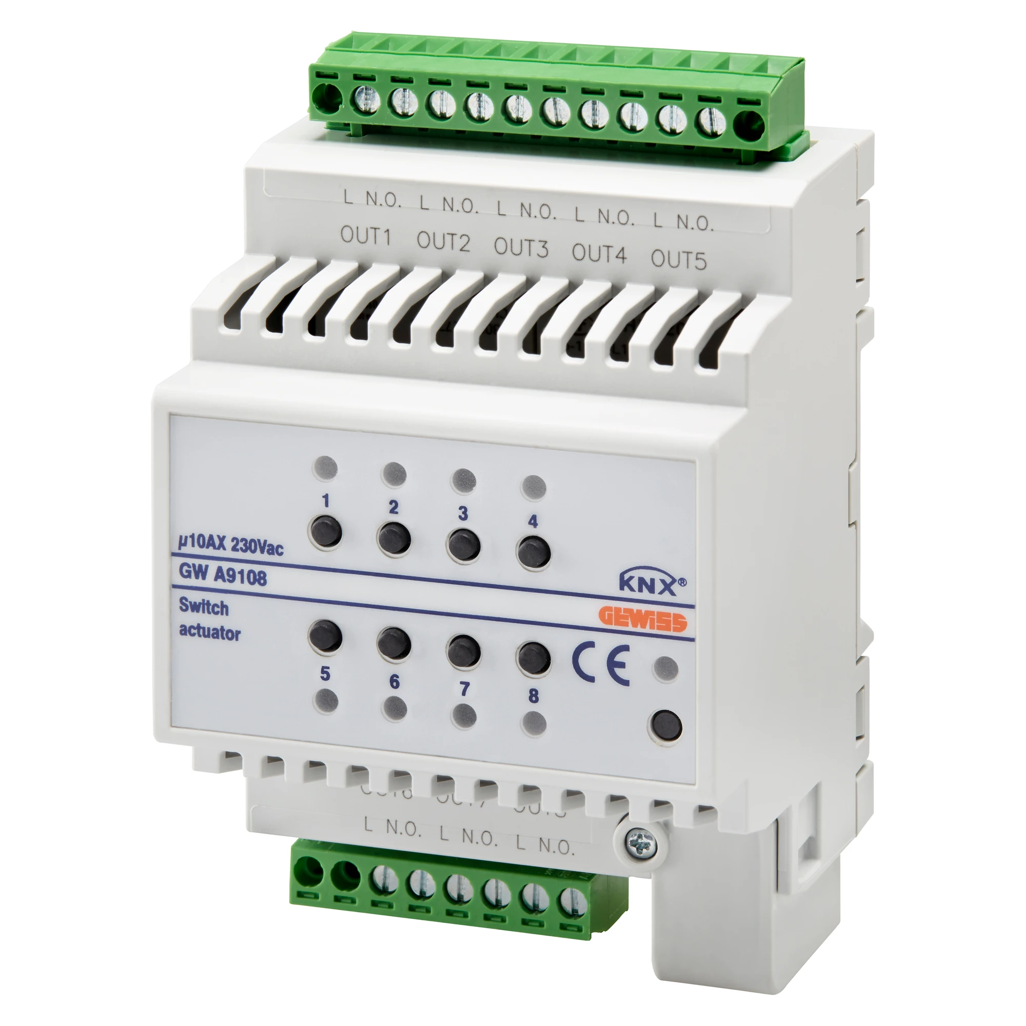 GEWISS GWA9108 SWITCH ACTUATOR - 8 CHANNELS - 10AX - KNX - IP20 - 4 MODULES - DIN RAIL MOUNTING (img_001) GEWISS GWA9108 SWITCH ACTUATOR - 8 CHANNELS - 10AX - KNX - IP20 - 4 MODULES - DIN RAIL MOUNTING (img_001)