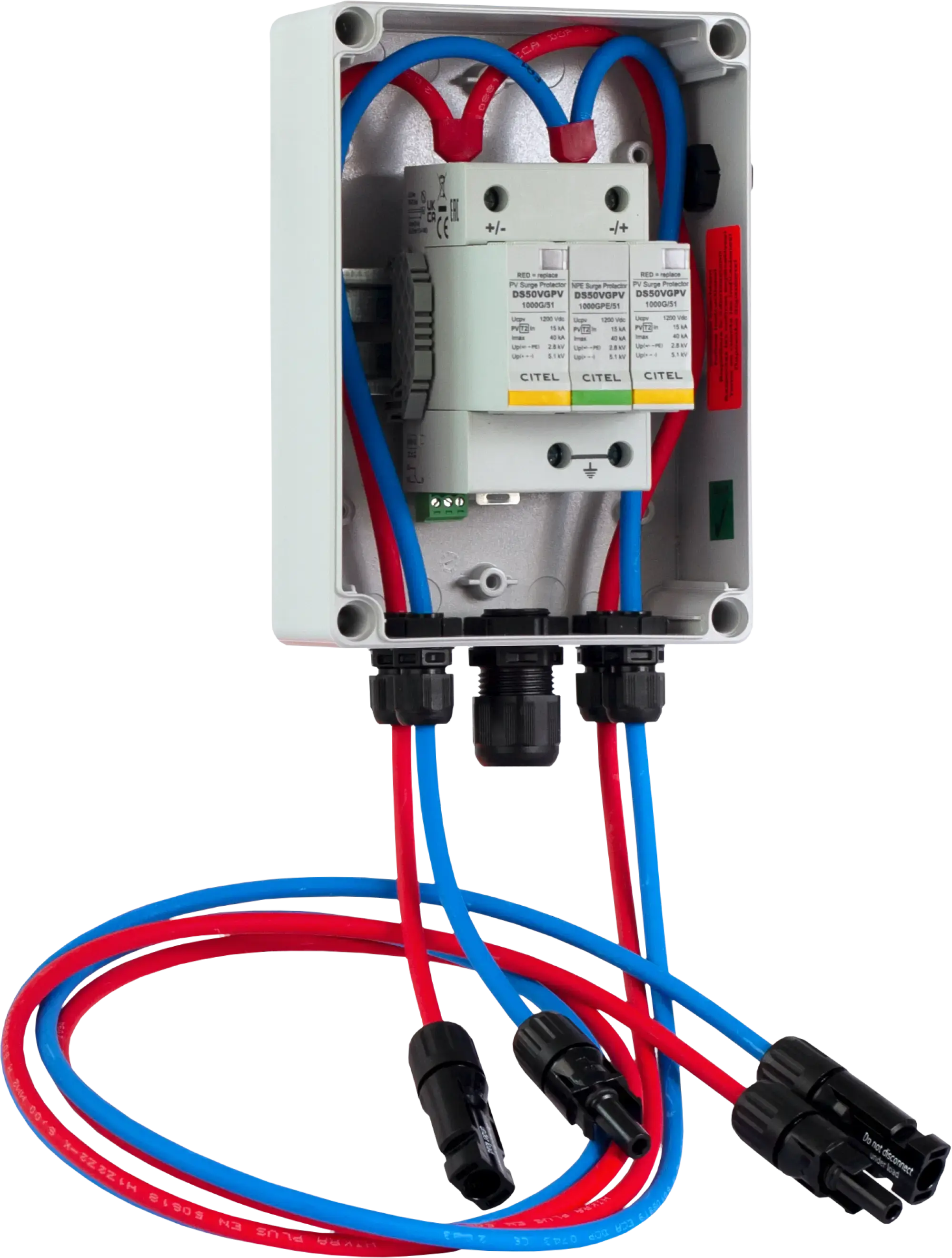 Citel 158553 Generatoranschlusskasten mit SPD Typ 2 bis 1200 VDC, 1-MPPT, 1 String MC4 (img_001) Citel 158553 Generatoranschlusskasten mit SPD Typ 2 bis 1200 VDC, 1-MPPT, 1 String MC4 (img_001)