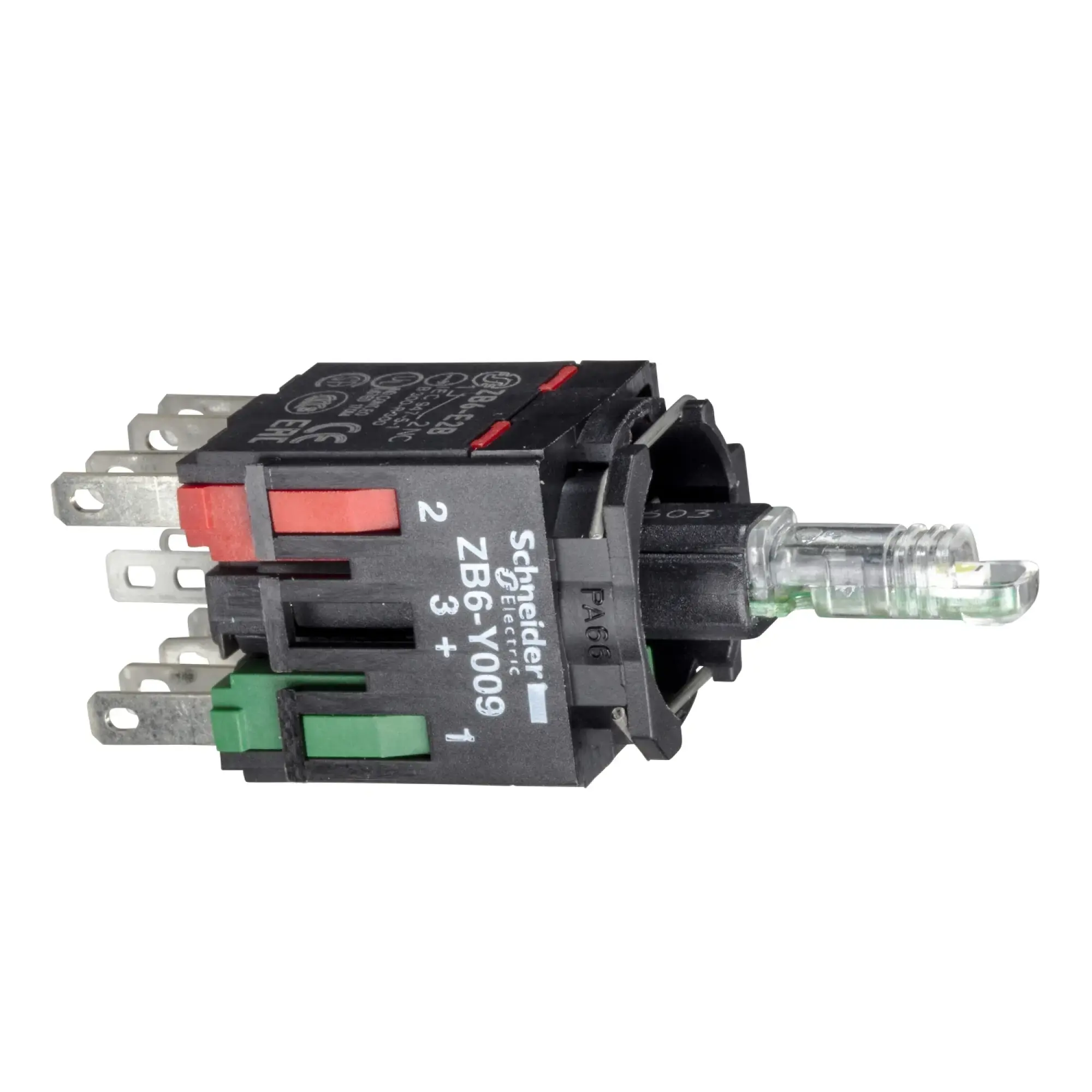Schneider Electric ZB6ZB45B Auxiliary contact block, Ø 16, red Integral LED 1NO+1NC (img_002)