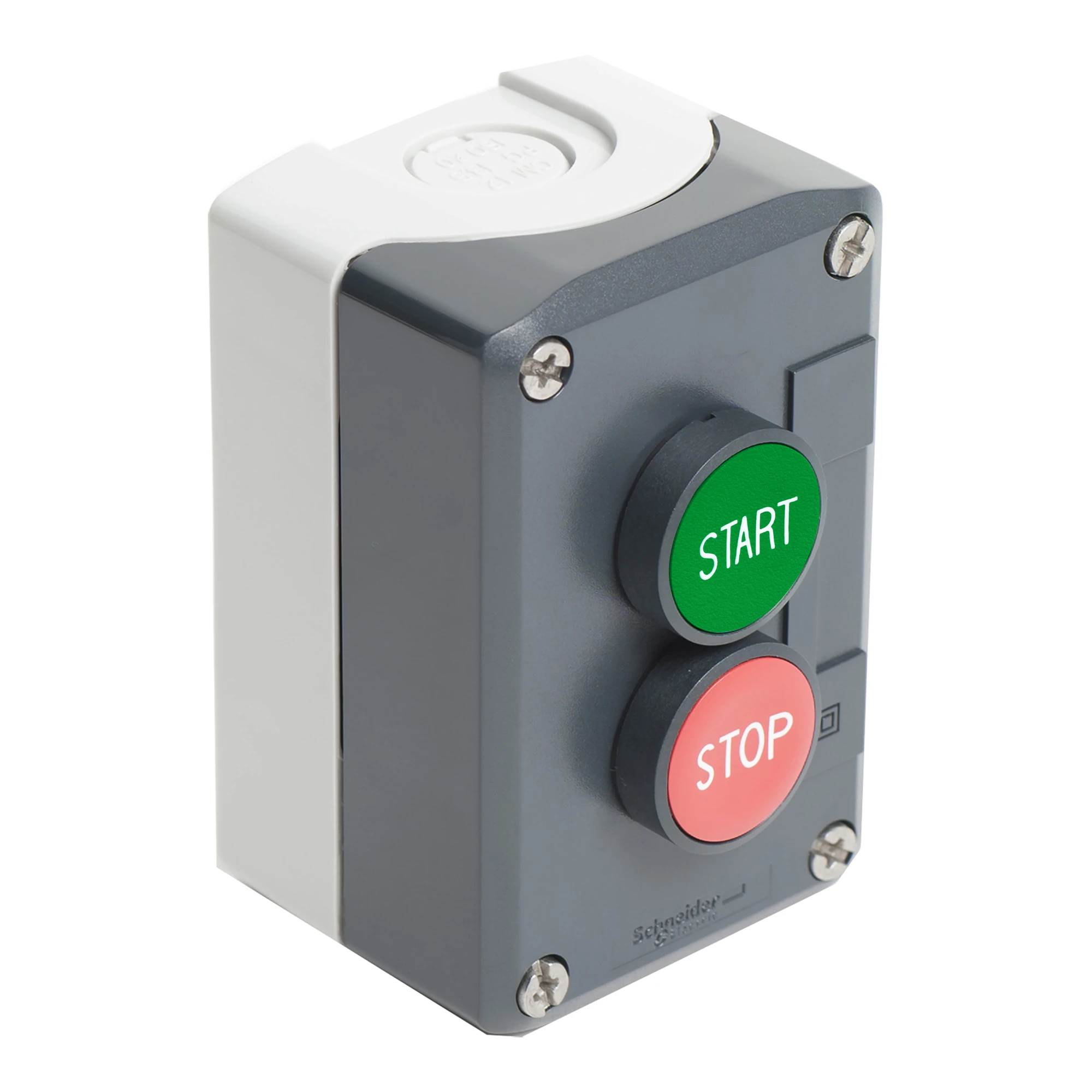 Schneider Electric XALD215 Surface mounting enclosure, Harmony XALD, plastic, dark grey, 2 push-buttons, green, red, START, STOP, 22mm, 1NC+1NO (img_001) Schneider Electric XALD215 Surface mounting enclosure, Harmony XALD, plastic, dark grey, 2 push-buttons, green, red, START, STOP, 22mm, 1NC+1NO (img_001)