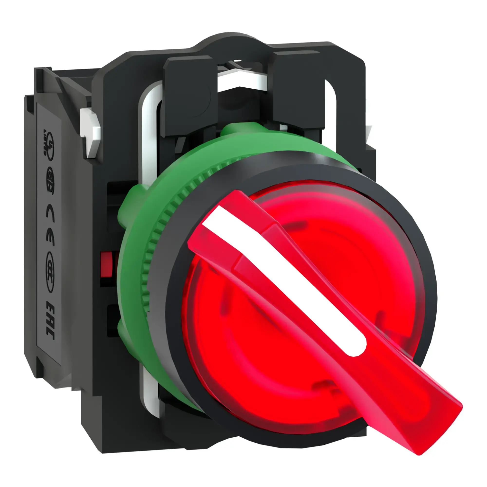 Schneider Electric XB5AK124M5 Illuminated selector switch, Harmony XB5, plastic, red, 22mm, universal LED, 2 positions, 1NC + 1NO, 230-240V AC (img_008) Schneider Electric XB5AK124M5 Illuminated selector switch, Harmony XB5, plastic, red, 22mm, universal LED, 2 positions, 1NC + 1NO, 230-240V AC (img_008)