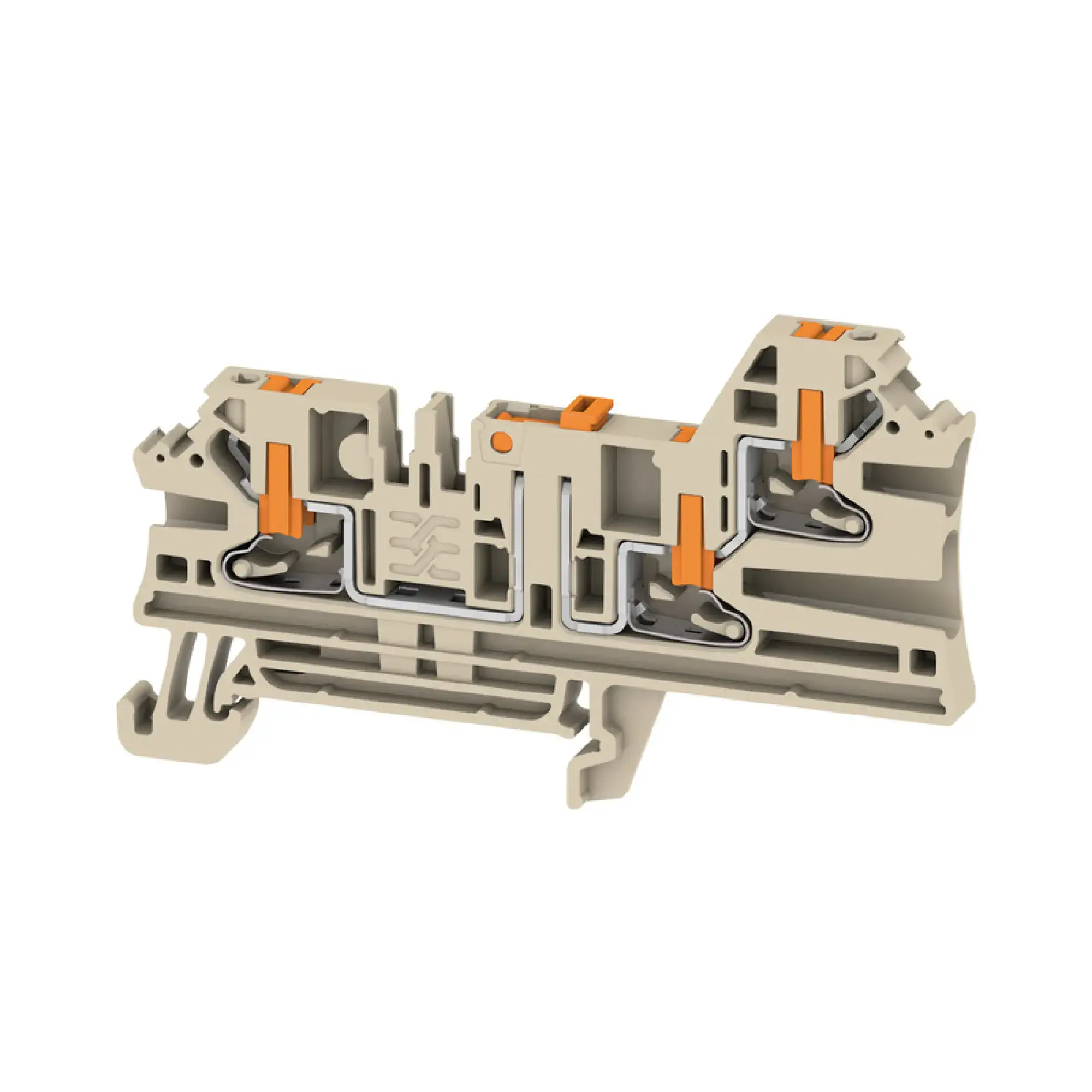 Weidmüller 2898700000 Test-disconnect terminal, PUSH IN, dark beige, 2.5 mm², 20 A, 500 V, Number of connections: 3, Number of levels: 1 (img_001)