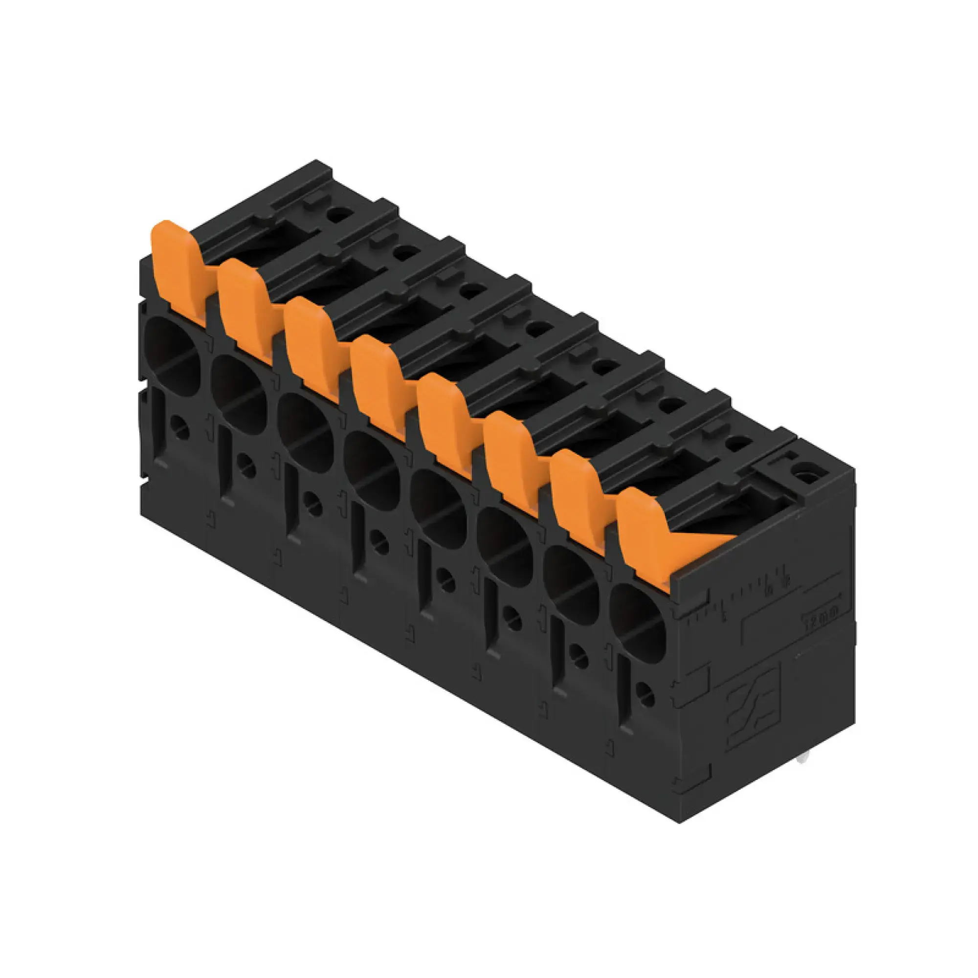 Weidmüller 2472140000 PCB terminal, 1000 V, 41 A, Pitch in mm: 7.50, 6 mm², Number of poles: 8, PUSH IN with actuator, THT solder connection, 90°, Box (img_001) Weidmüller 2472140000 PCB terminal, 1000 V, 41 A, Pitch in mm: 7.50, 6 mm², Number of poles: 8, PUSH IN with actuator, THT solder connection, 90°, Box (img_001)