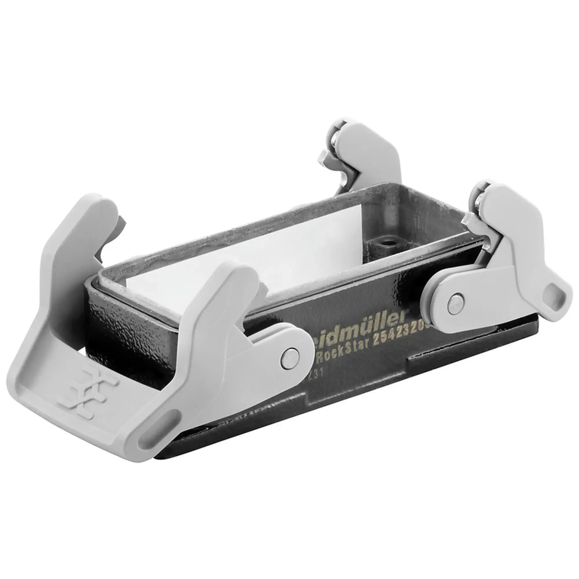 Weidmüller 2542320000 Housing (industry plug-in connectors), Bulkhead housing, Side-locking clamp on lower side, Side-locking clamp replaceable, Size: 6, IP65 (in plugged c (img_001)