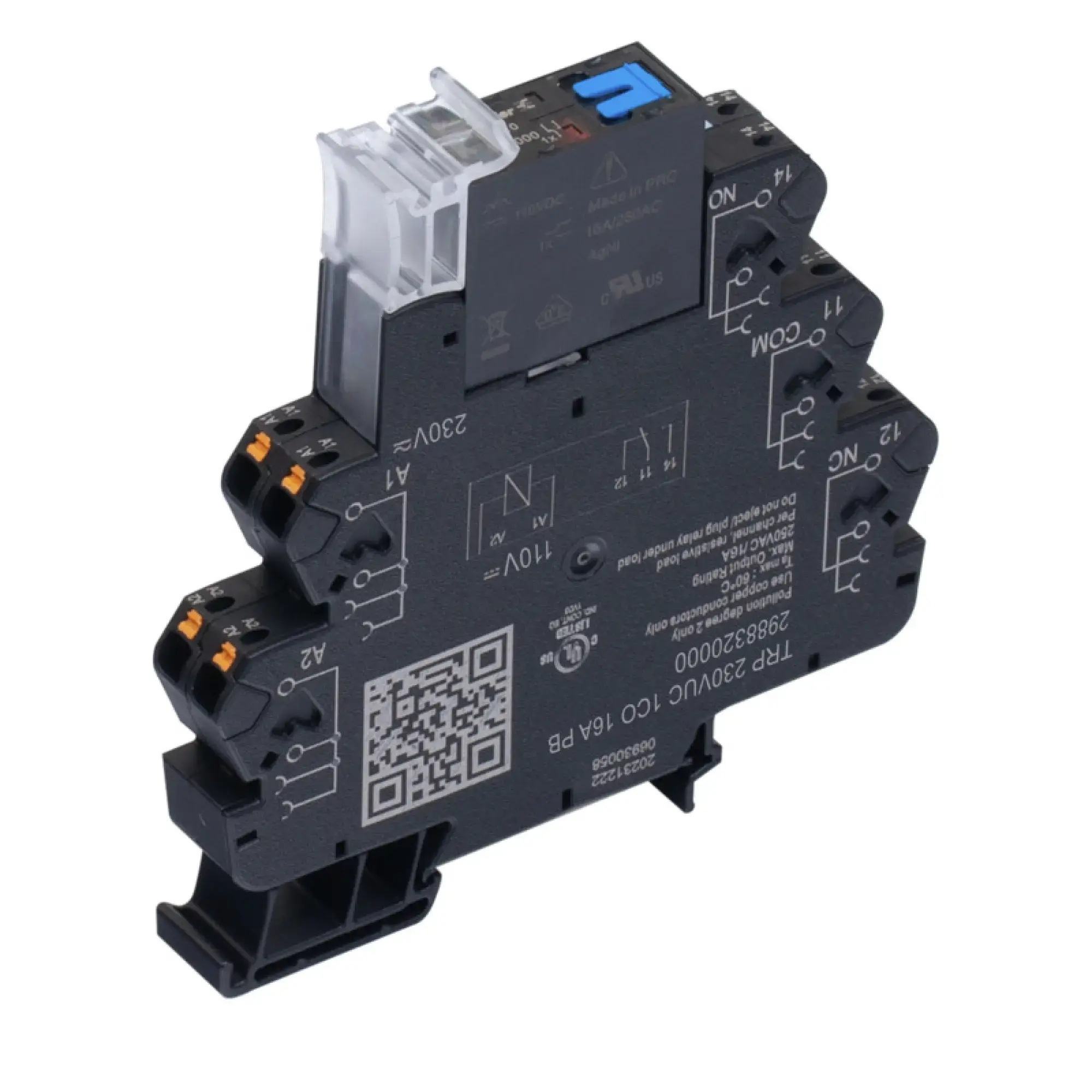 Weidmüller 2988320000 Relay module, 230 V UC ±5 %, Green LED, 1 CO contact (AgNi) , 250 V AC, 16 A, PUSH IN (img_001)