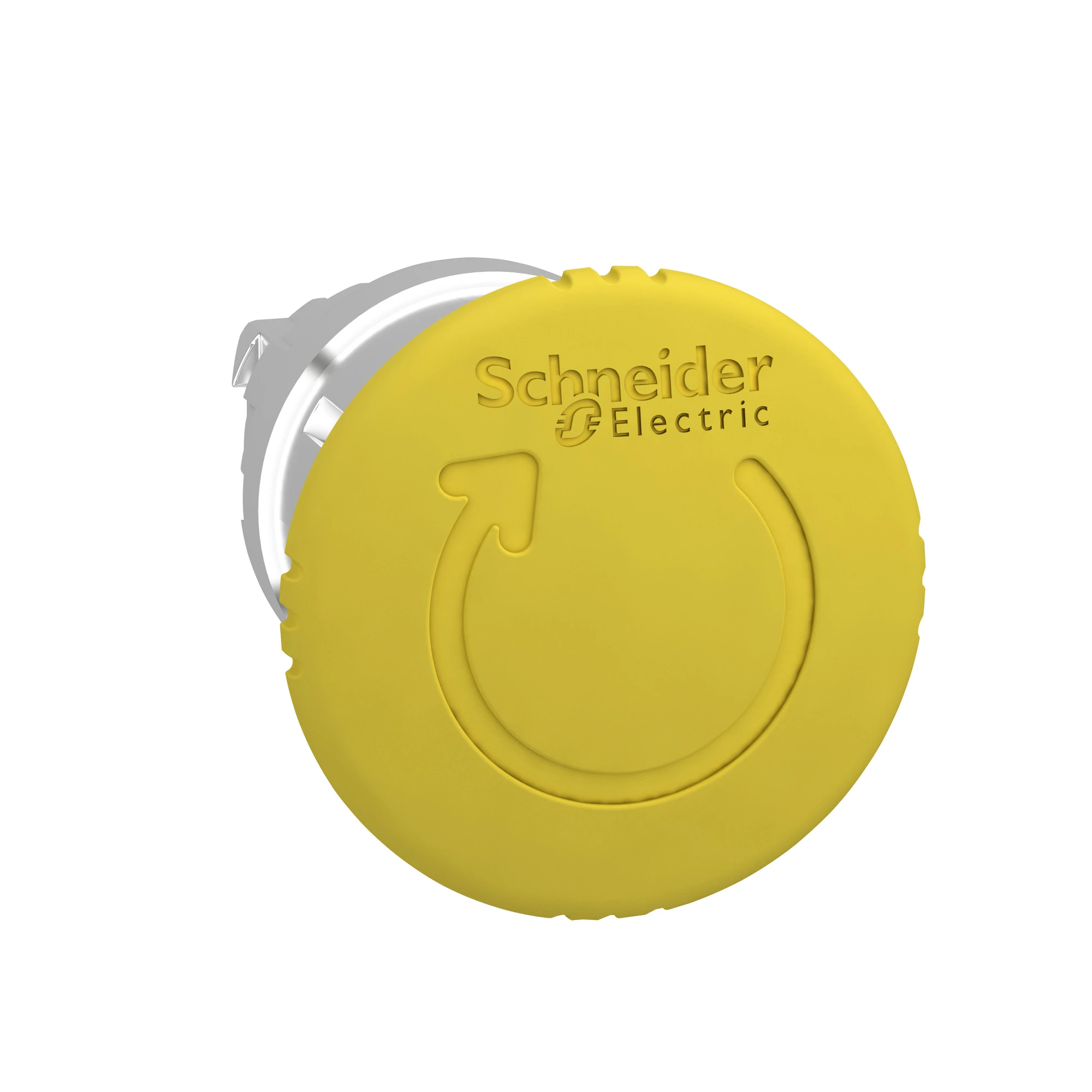 Schneider Electric ZB4BS55 Mushroom Push Button, Front Element, Harmony XB4, Metal, 22mm, Yellow, Mushroom 40mm, Twist Release (img_001)