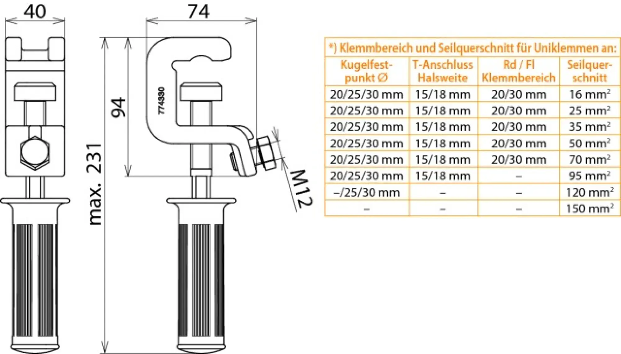 Dehn 774330 Universal earthing clamp K 30 Fl 30 T 18mm with handle (img_004)