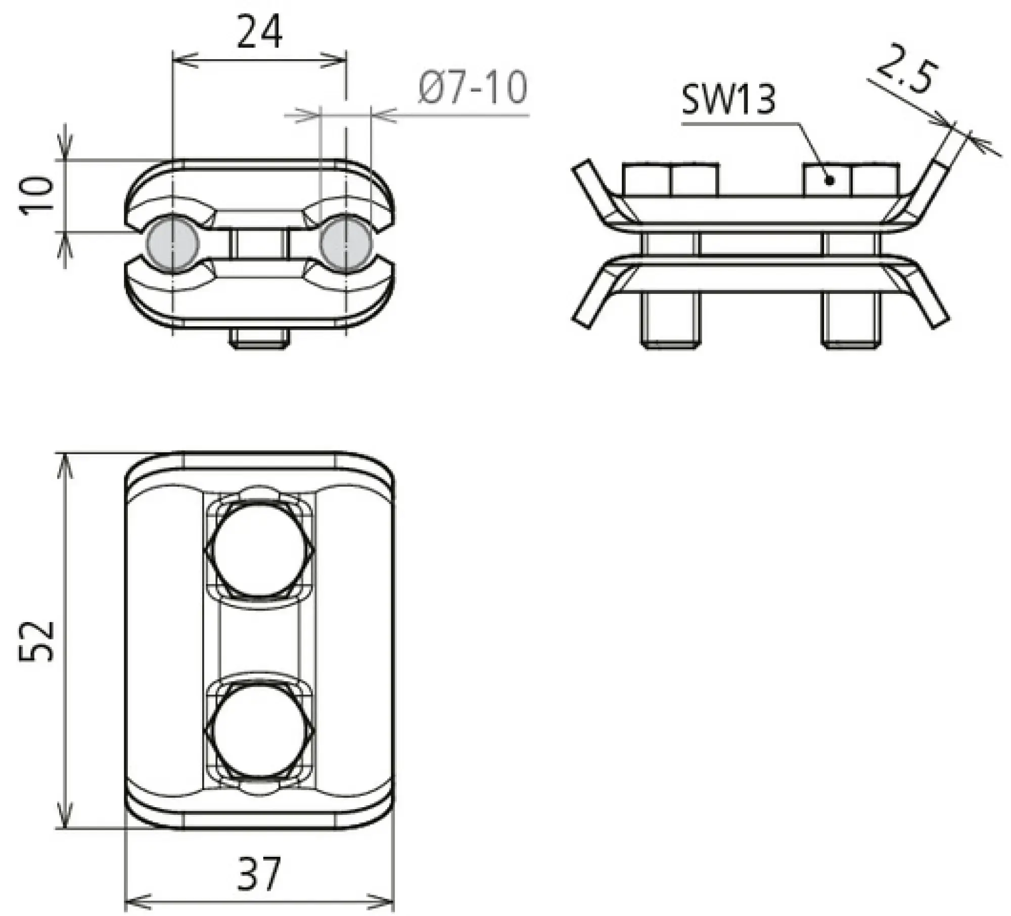 Dehn 307000 Parallel connector St/tZn for Rd 7-10mm (img_002)