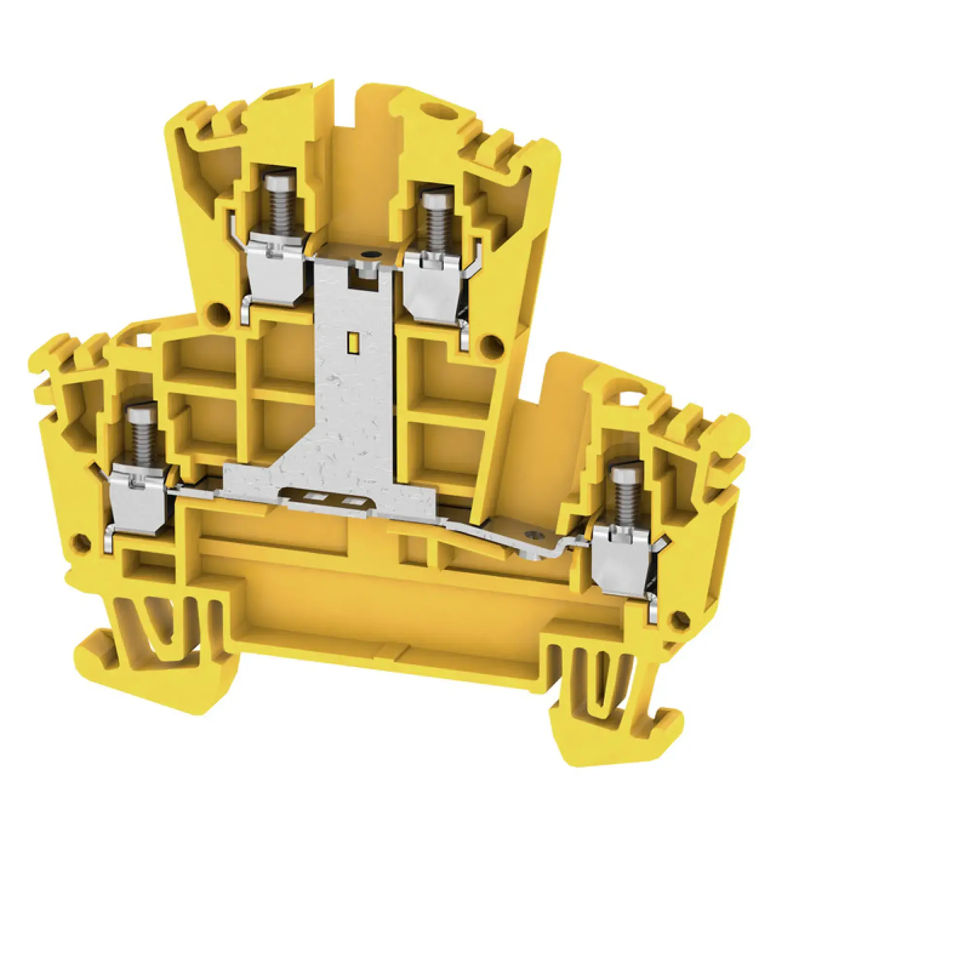 Weidmüller 1022350000 Multi-tier modular terminal, Screw connection, yellow, 2.5 mm², 400 V, 400 V, Number of connections: 4, Number of levels: 2, TS 35, V-0, Wemid (img_001)