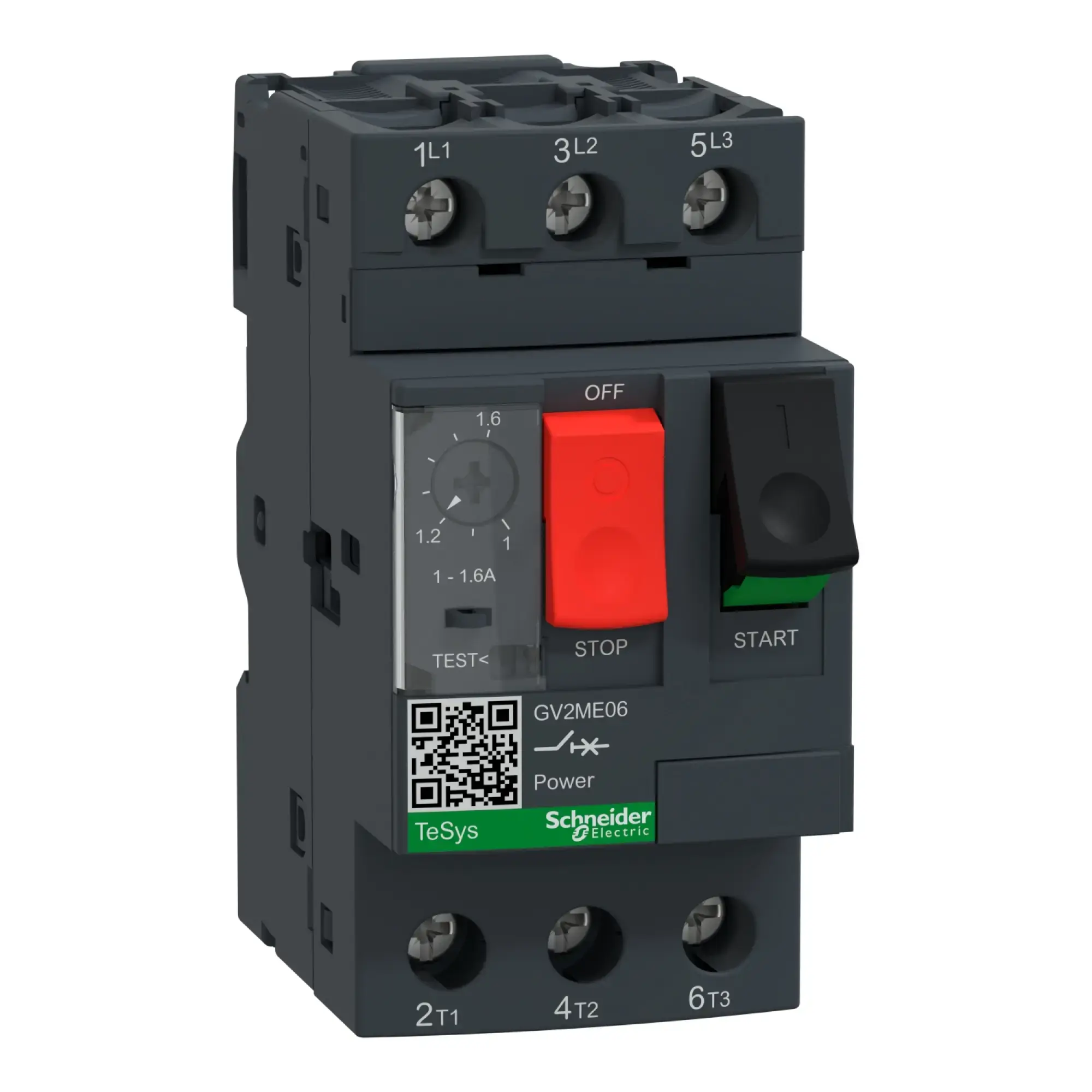 Schneider Electric GV2ME06 Motor Protection Circuit Breaker, 3-pole, 1-1.6A, Push-button operation, Screw connection (img_005)