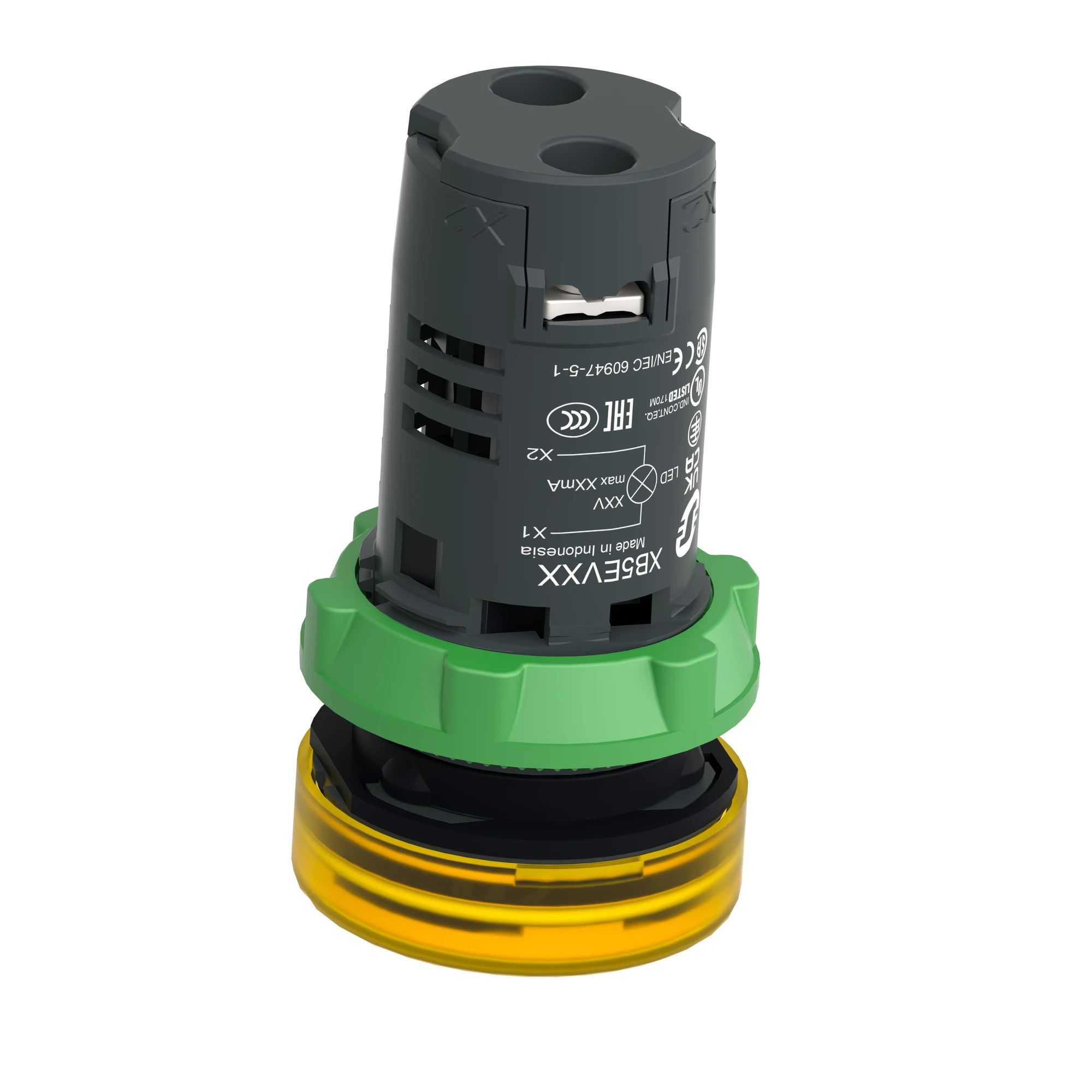 Schneider Electric XB5EVM8 Indicator light, Harmony XB5, plastic, monoblock, yellow, 22mm, universal LED, smooth dome, 230-240V AC (img_007) Schneider Electric XB5EVM8 Indicator light, Harmony XB5, plastic, monoblock, yellow, 22mm, universal LED, smooth dome, 230-240V AC (img_007)