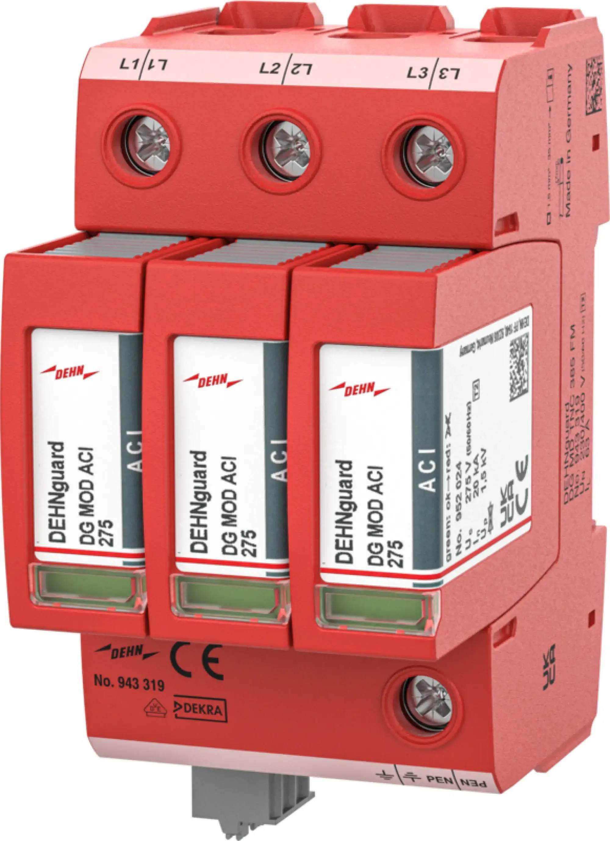 Dehn 943319 Ueberspannungsableiter Typ 2+3 DEHNguard MD 3-polig fuer TN-C-Systeme (img_001)