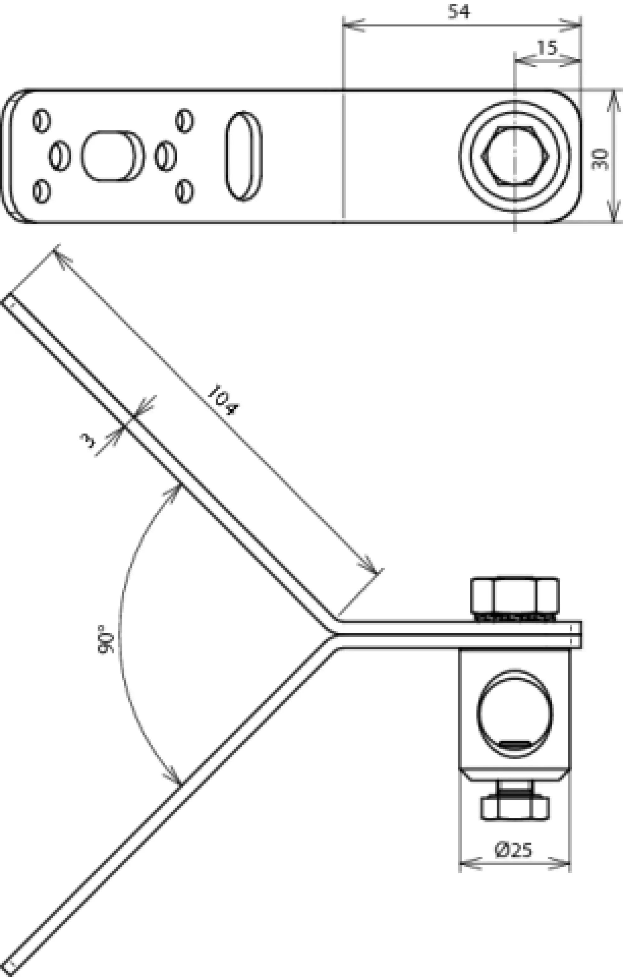 Dehn 106316 Y-shaped mounting bracket 90° StSt w. clamping bolt Al W 16.2mm f. DEHNiso (img_002)