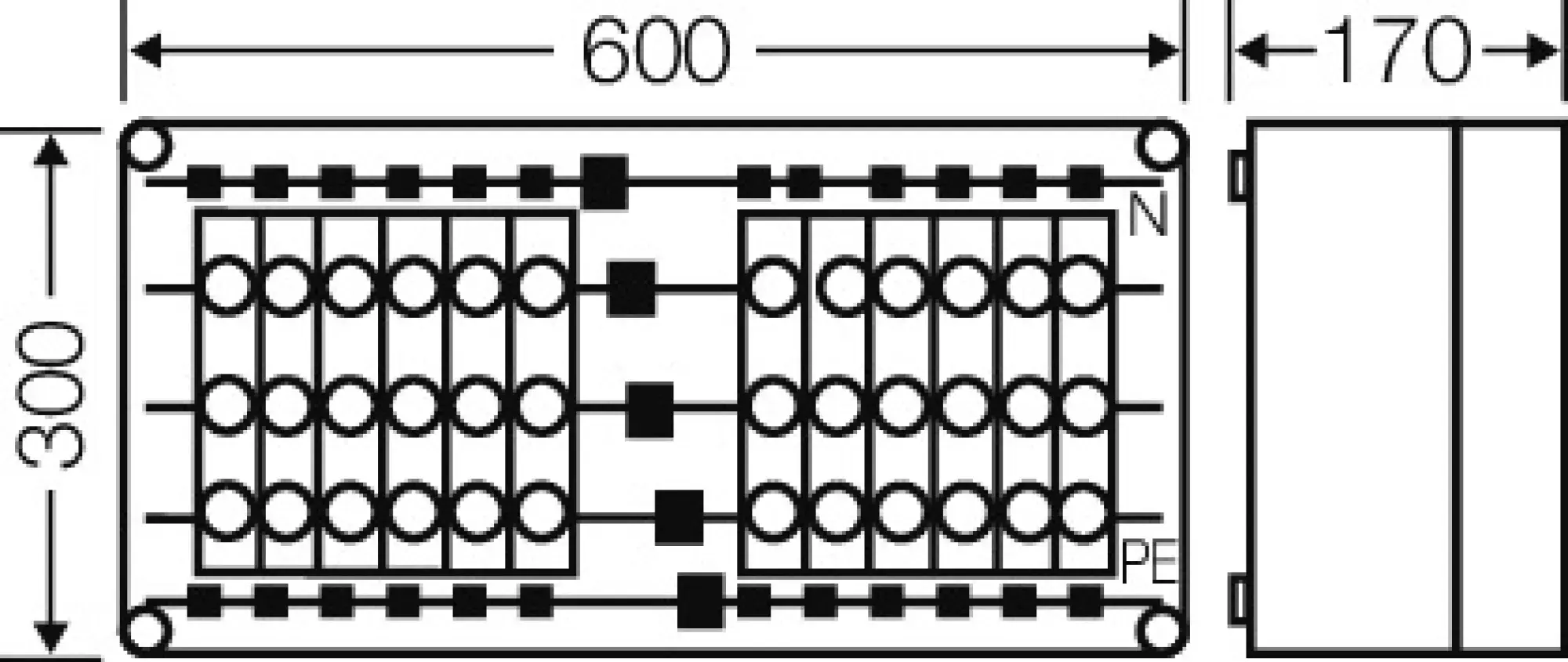 Hensel 2000628 Mi-Sicherungsgehäuse, 12x3x63A, D02, E18 auf Sammelschiene 250 A, 5polig Mi 3435 (img_003)