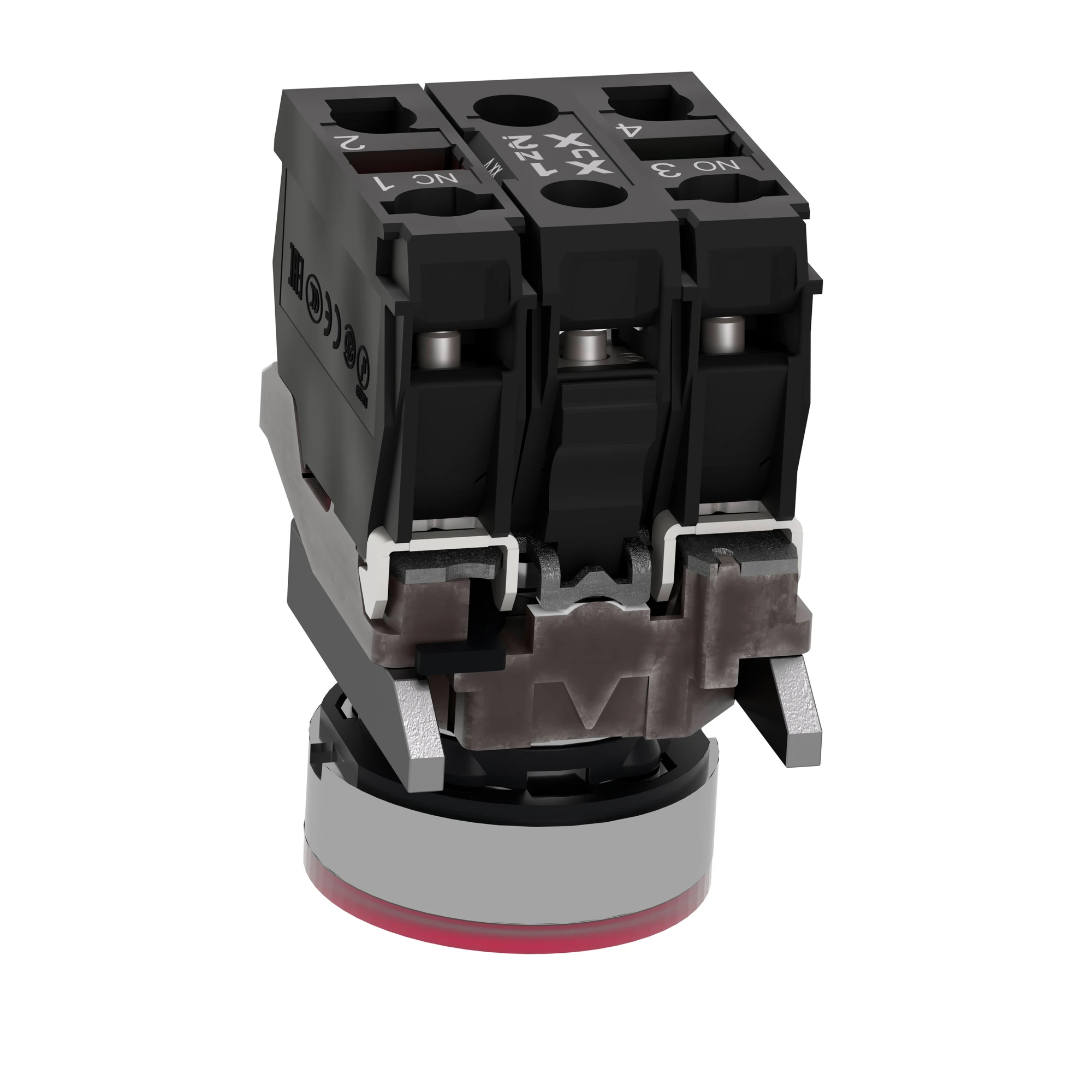 Schneider Electric XB4BW34G5 Illuminated push button, Harmony XB4, metal, 22mm, red, unlabelled, universal LED, smooth dome, 1NC+1NO, 110-120V AC (img_007)