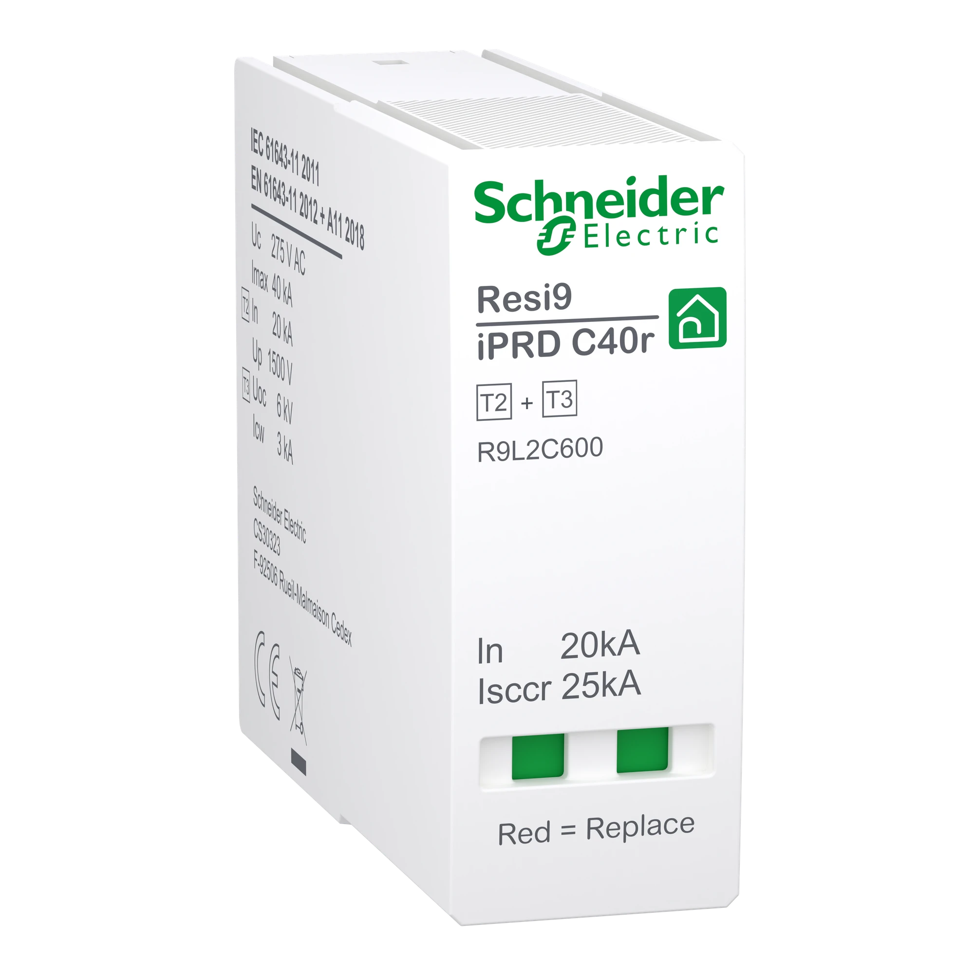 Schneider Electric R9L2C600 Replacement Protection Module for Surge Arrester iPRD C40r 3P+N, Type 2+3, L-N module (img_001)