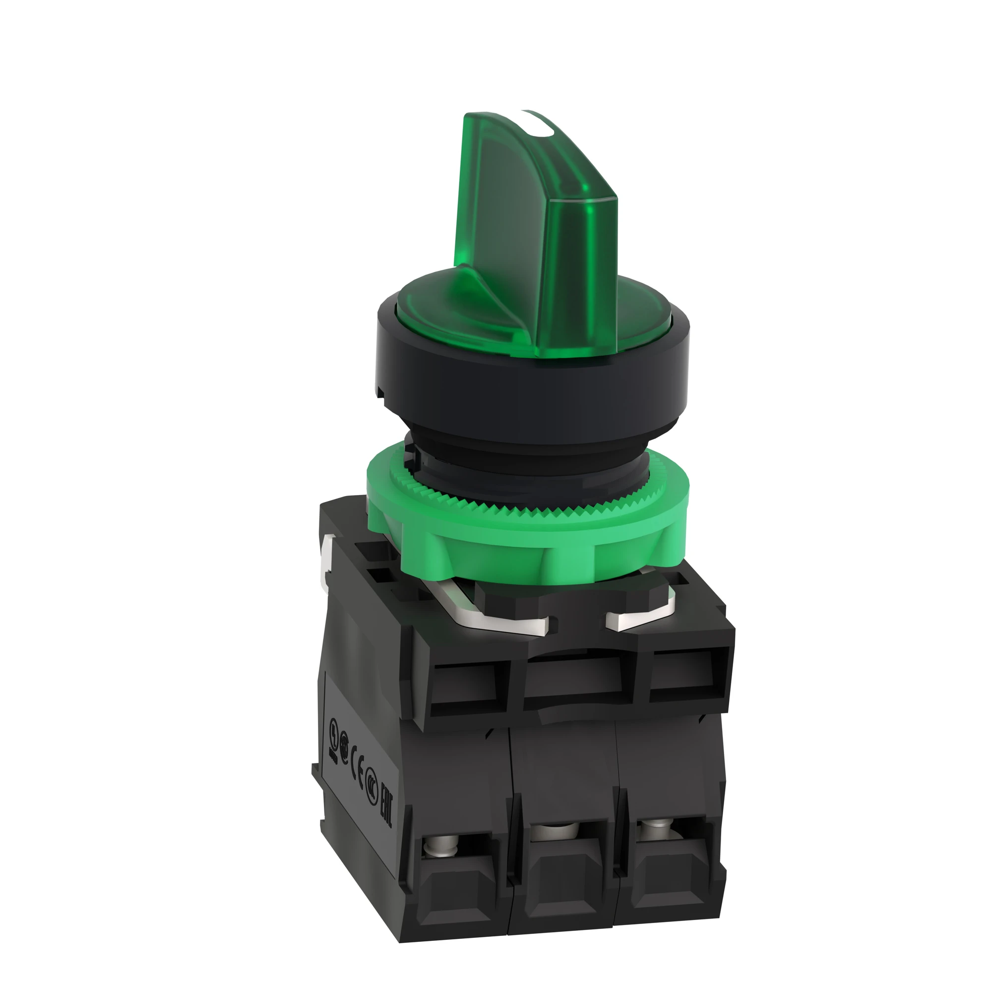 Schneider Electric XB5AK133B5 Illuminated Selector Switch, Harmony XB5, Plastic, Green, 22mm, Universal LED, 3 Positions, 1NO + 1NC, 24V ACDC (img_005)