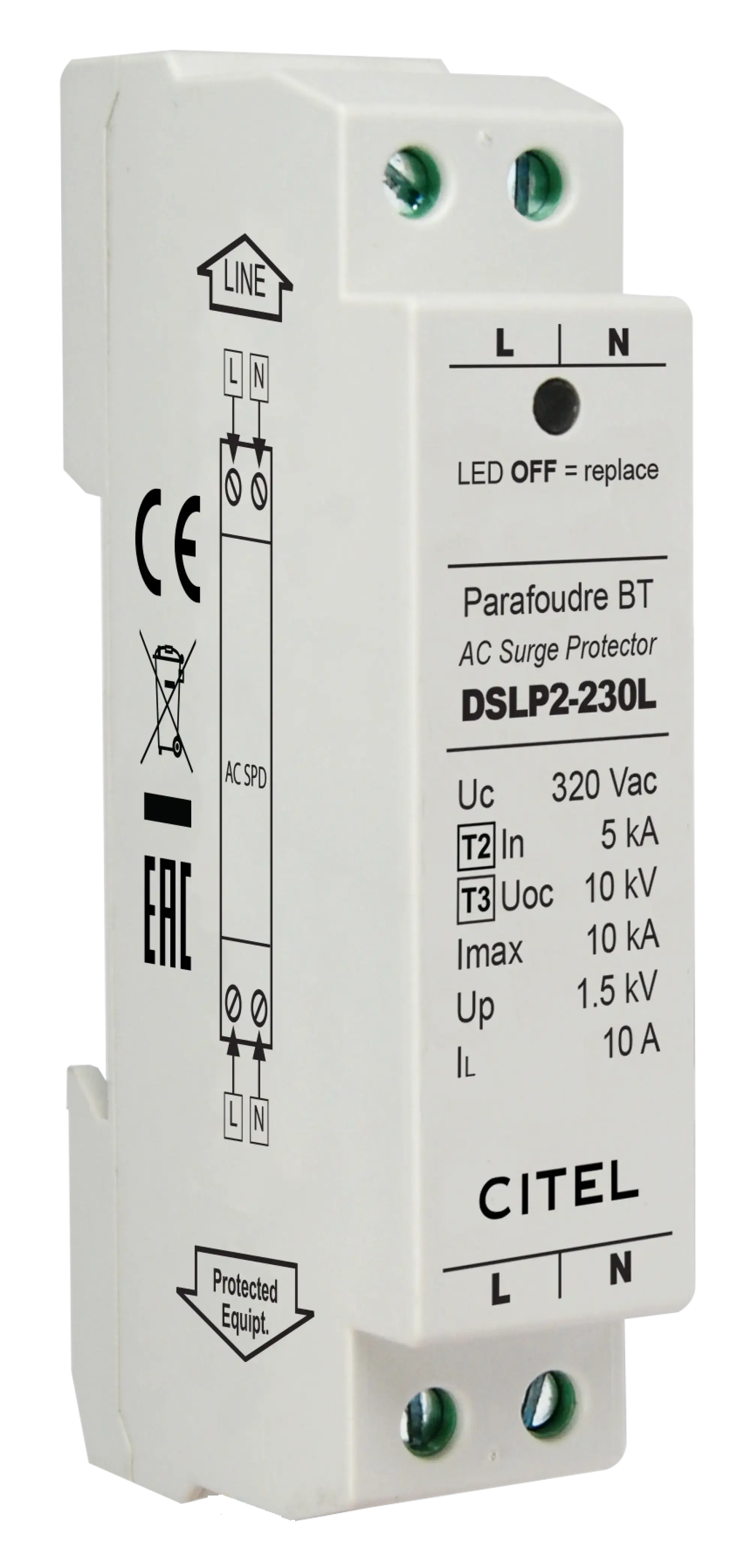 Citel 352933 Überspannungsableiter 2-polig Typ 2+3 für 230 bis 277 V für LED, Schutzklasse 2 (img_001)