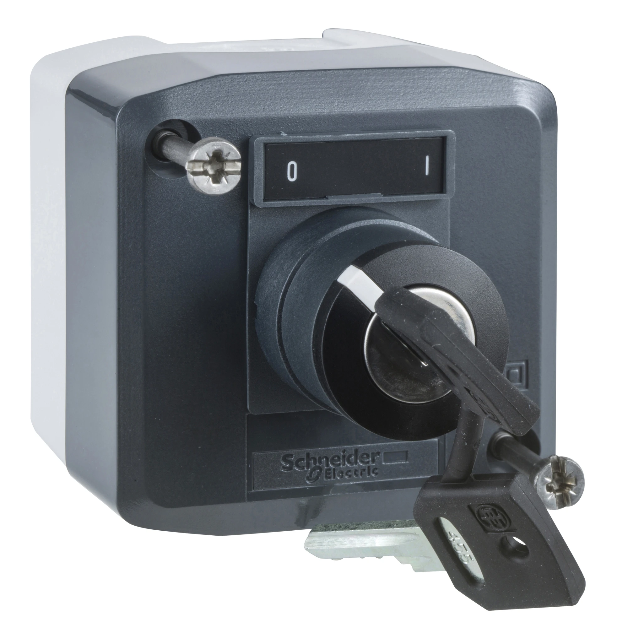 Schneider Electric XALD144E Surface mounting enclosure, Harmony XALD, plastic, dark grey, 1 key switch, O-I, 22mm, 1NC+1NO (img_001) Schneider Electric XALD144E Surface mounting enclosure, Harmony XALD, plastic, dark grey, 1 key switch, O-I, 22mm, 1NC+1NO (img_001)