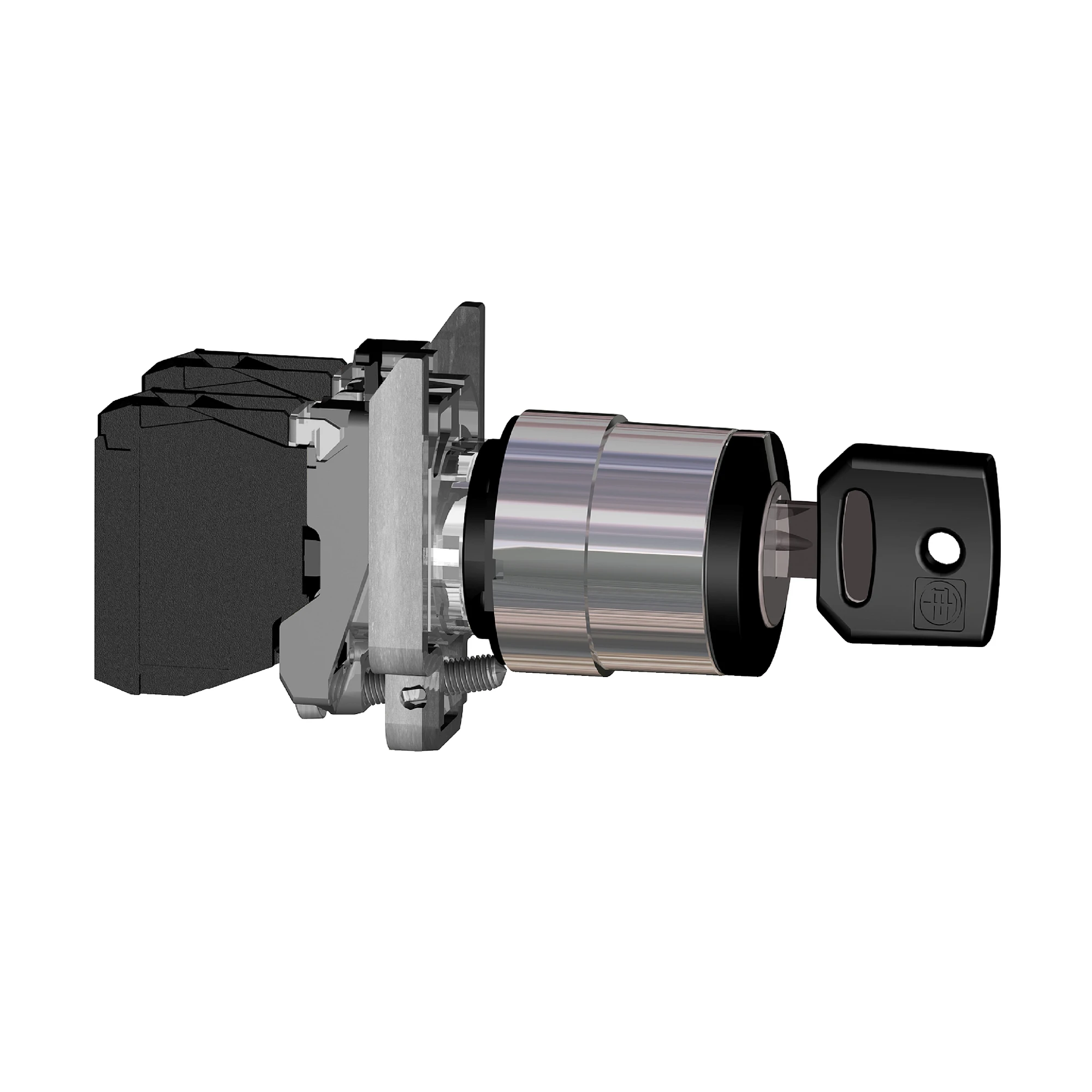 Schneider Electric XB4BG33EX Key switch, Harmony XB4, metal, 22mm, black, 3 positions, latching, Ronis 455, 2S, ATEX (img_001)