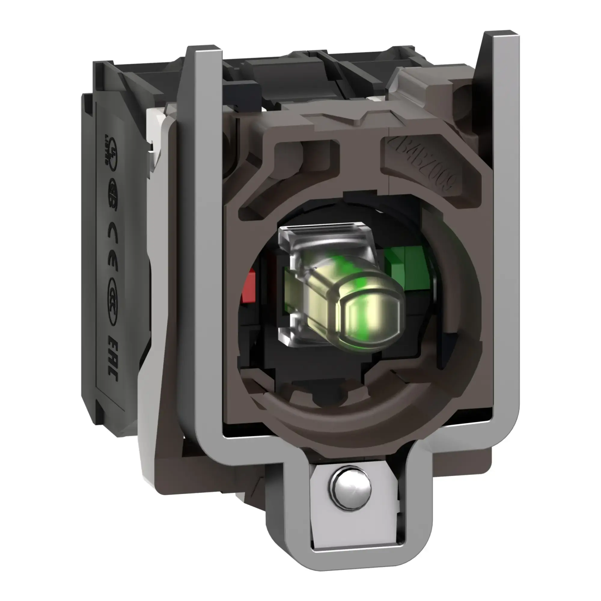 Schneider Electric ZB4BW0M15 Auxiliary contact block with mounting flange, Harmony XB4, metal, white, universal LED, 1NC+1NO, 230-240V AC (img_010) Schneider Electric ZB4BW0M15 Auxiliary contact block with mounting flange, Harmony XB4, metal, white, universal LED, 1NC+1NO, 230-240V AC (img_010)