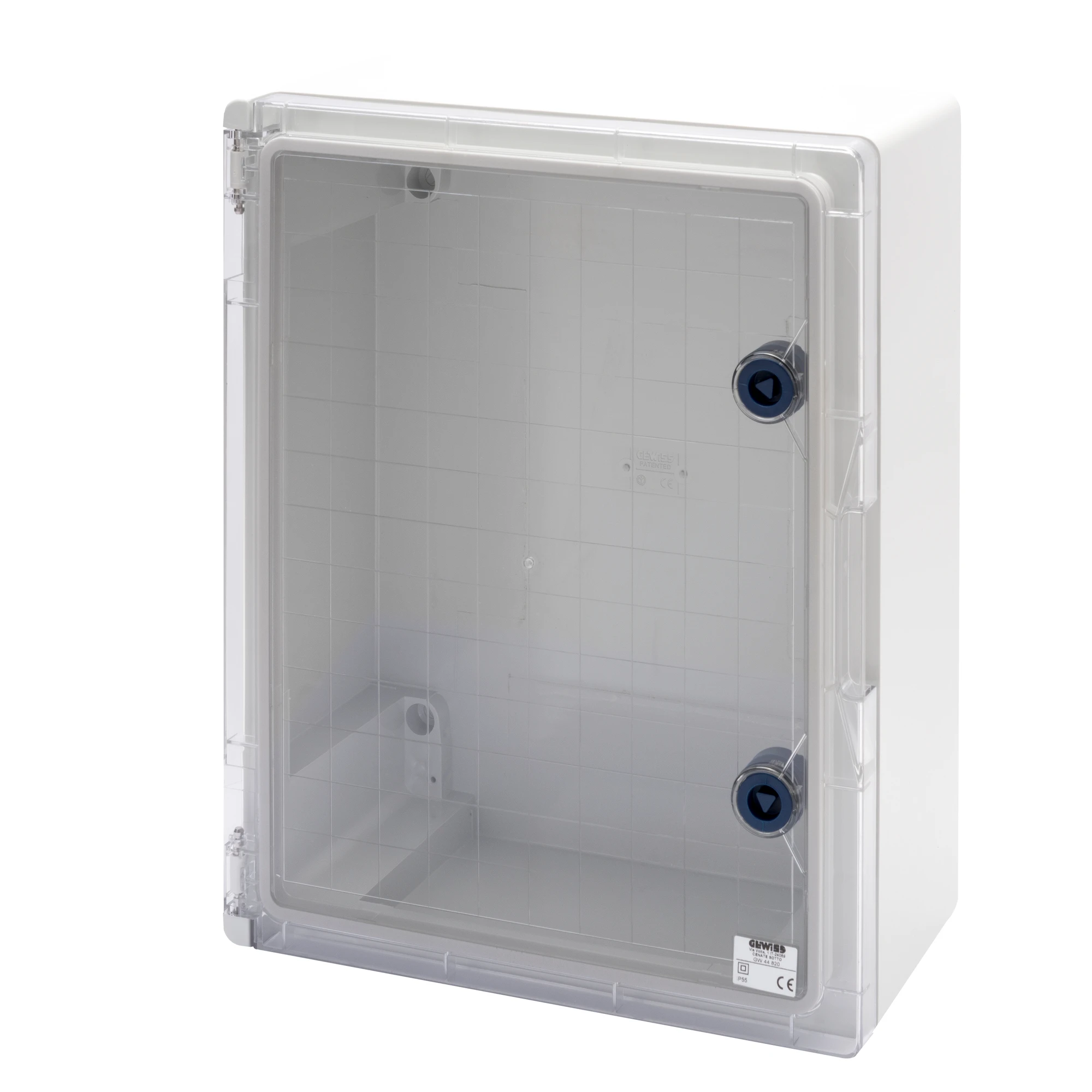 GEWISS GW44820 WATERTIGHT BOARD WITH TRANSPARENT DOOR FITTED WITH LOCK - GWPLAST 120 - 316X396X160 - IP55 - GREY RAL 7035 (img_001)