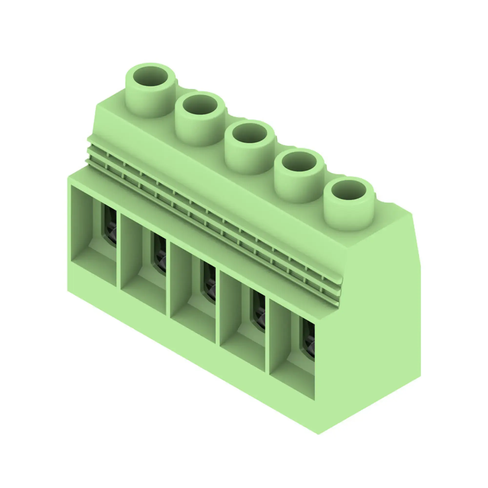 Weidmüller 1386270000 PCB terminal, 1000 V, 150 A, Pitch in mm: 15.00, 50 mm², Number of poles: 5, Clamping yoke connection, THT solder connection, 90°, Box (img_001)