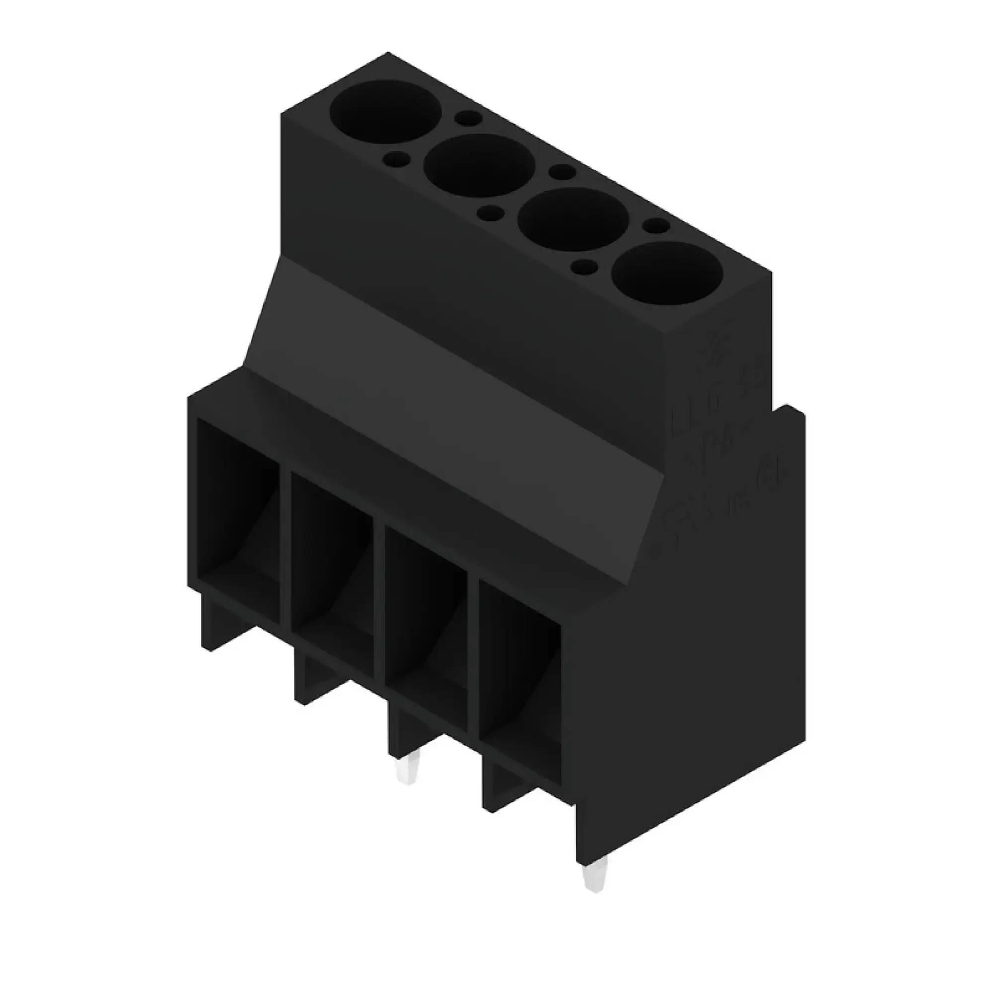 Weidmüller 1356850000 PCB terminal, 1000 V, 32 A, Pitch in mm: 6.35, 6 mm², Number of poles: 4, Clamping yoke connection, THT solder connection, 90°, Box (img_001)