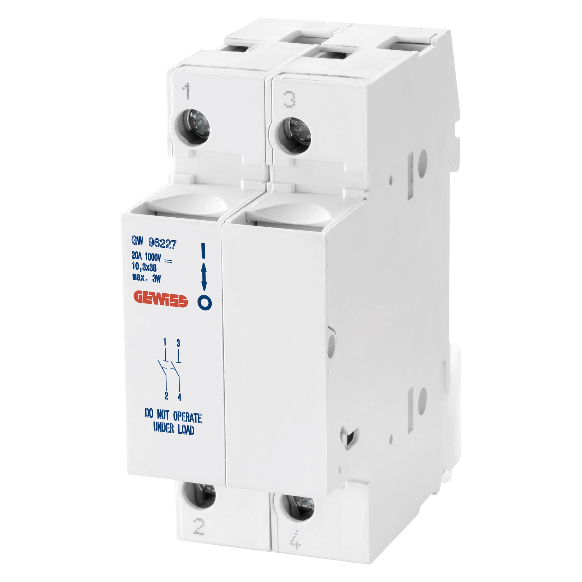 GEWISS GW96227 Sicherungslasttrennschalter 1000V DC 20A 2P Zylindersicherung 10.3x38 2TE (img_001) GEWISS GW96227 Sicherungslasttrennschalter 1000V DC 20A 2P Zylindersicherung 10.3x38 2TE (img_001)