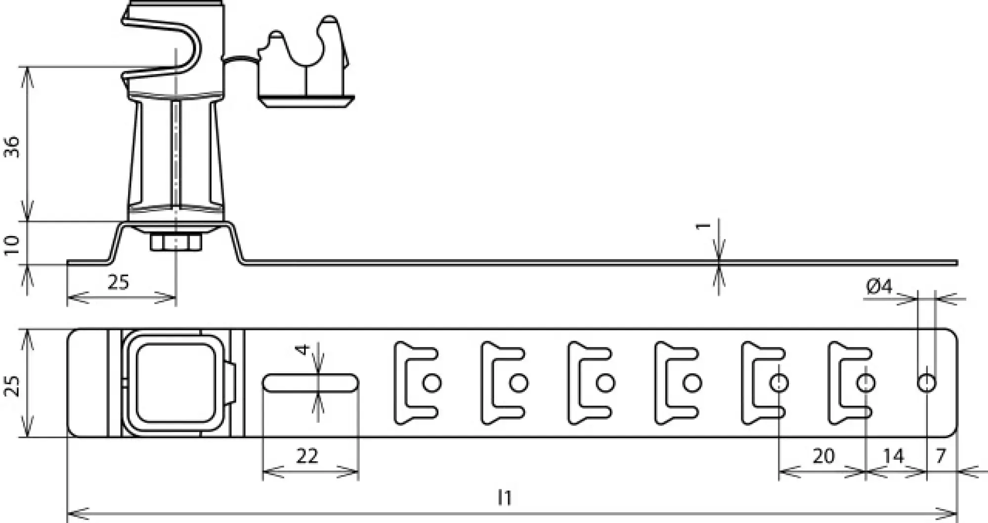 Dehn 204924 Roof cond. hol. UNIsnap StSt/plast. brown H 36mm Rd 8mm w. embossed brace L 205mm (img_002)