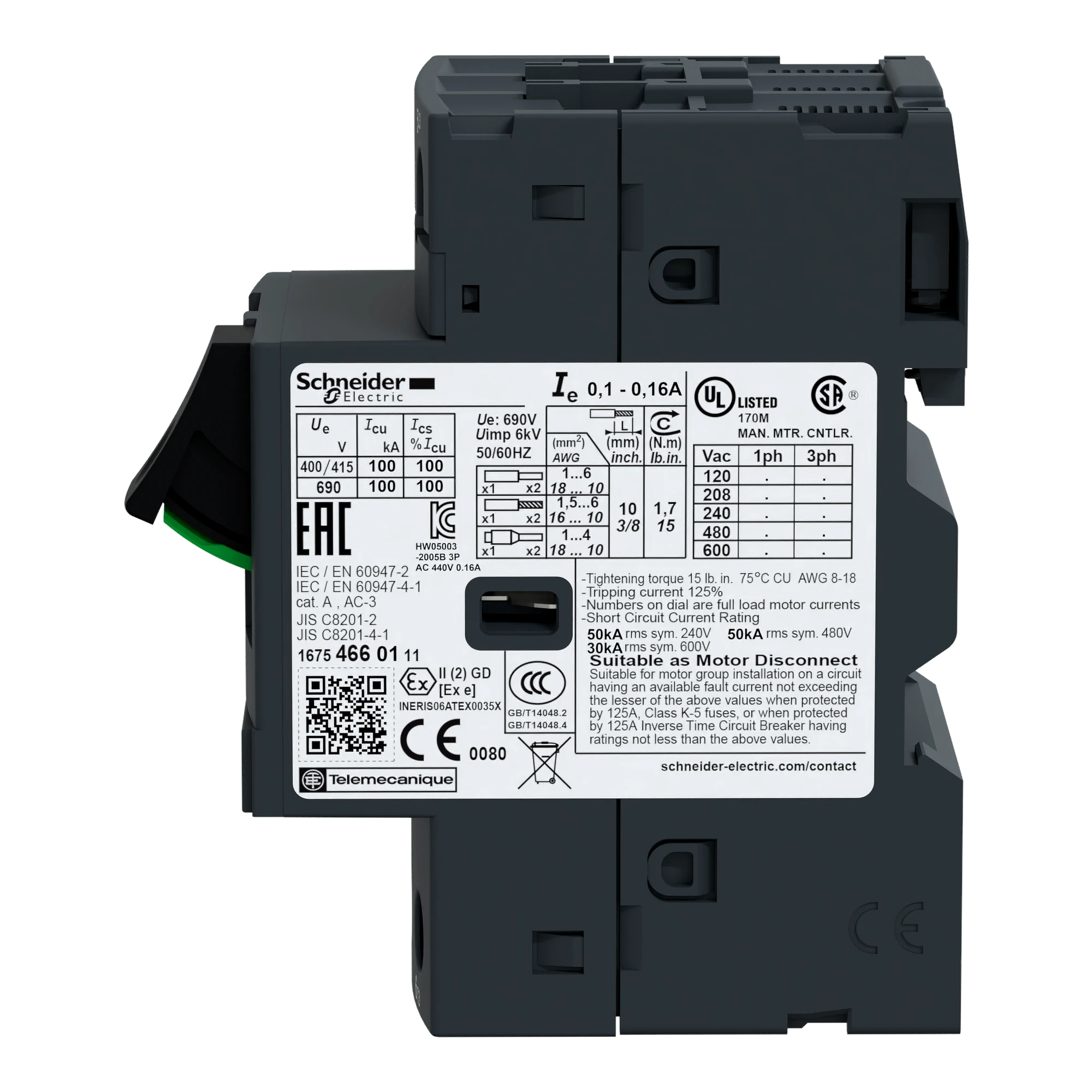 Schneider Electric GV2ME01 Motor protection switch, 3p, 0.1-0.16A, push-button operation, screw connection (img_002) Schneider Electric GV2ME01 Motor protection switch, 3p, 0.1-0.16A, push-button operation, screw connection (img_002)