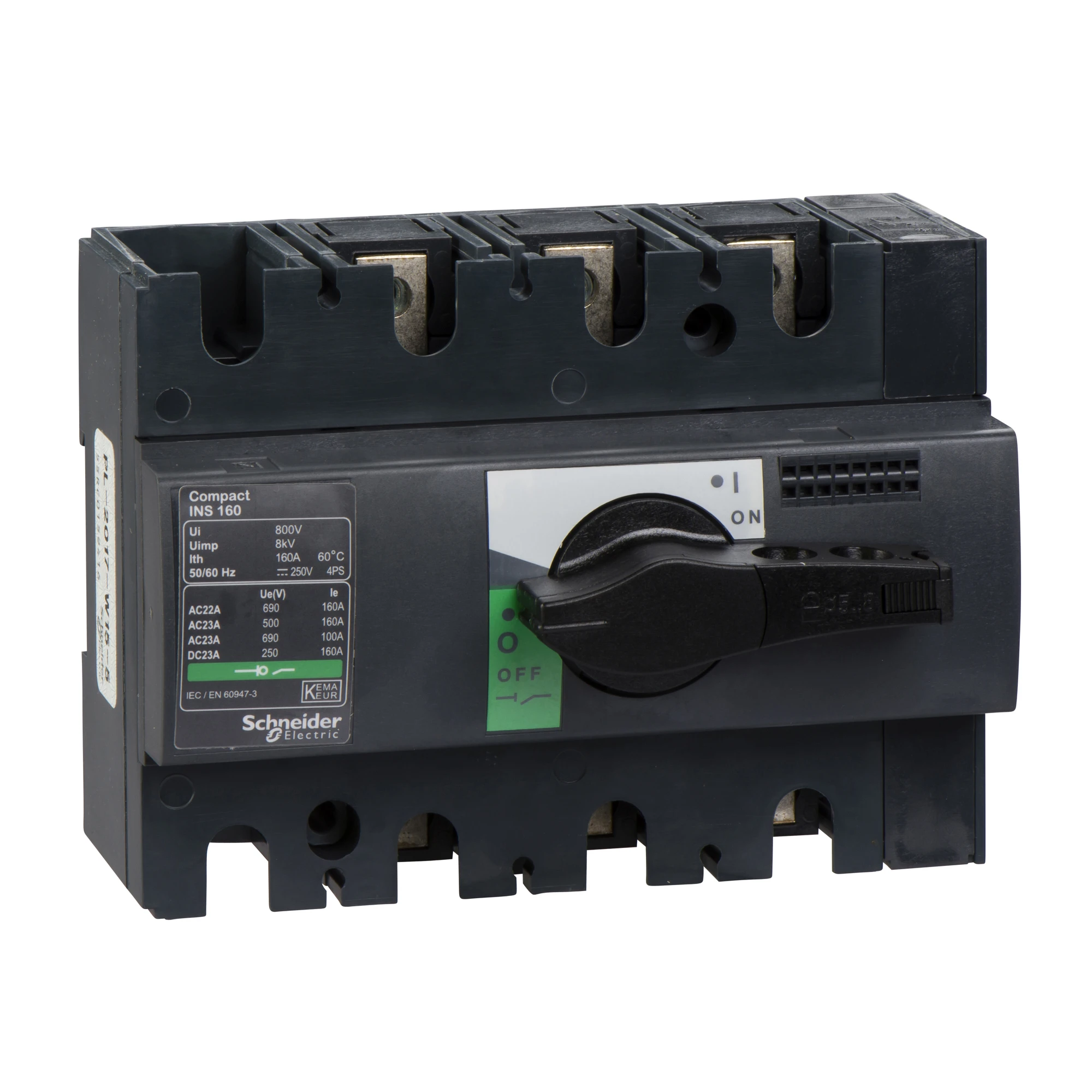 Schneider Electric 28912 Disconnect switch INS160, 3P, 160A/690V AC/250V DC, rotary drive black (img_001)