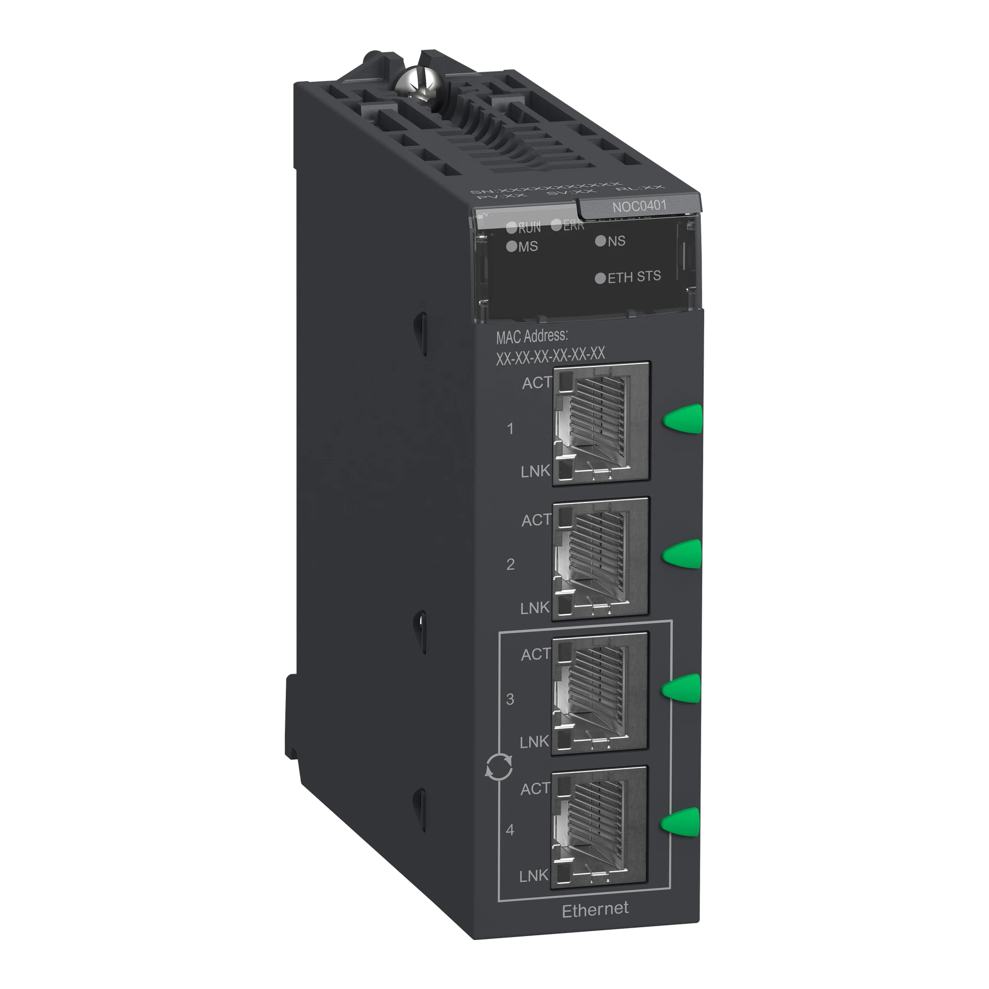 Schneider Electric BMXNOC0401 Modicon M340 Ethernet Module IO Scanner for EtherNet/IP and Modbus TCP, 4 x RJ45 (img_001)