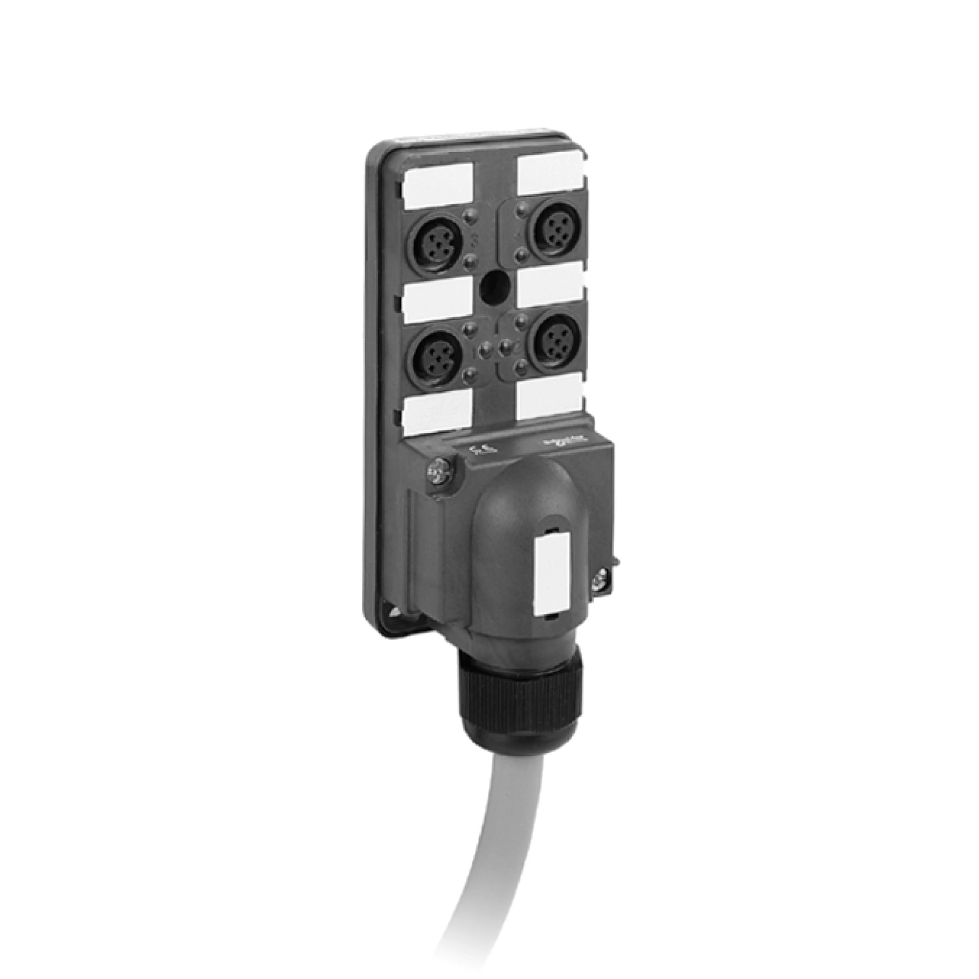 Schneider Electric ABE9C1241L05 Passive distribution box IP67, cable 5m, with 4-channel M12 connector, LED (img_001)