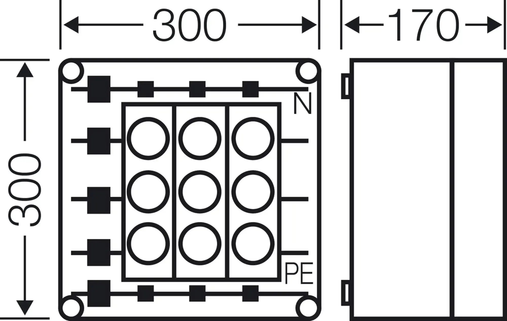 Hensel 2000713 Mi-Sicherungsgehäuse, 3x3x63A, DIII, E33 auf Sammelschiene 400 A, 5polig Mi 3264 (img_003)