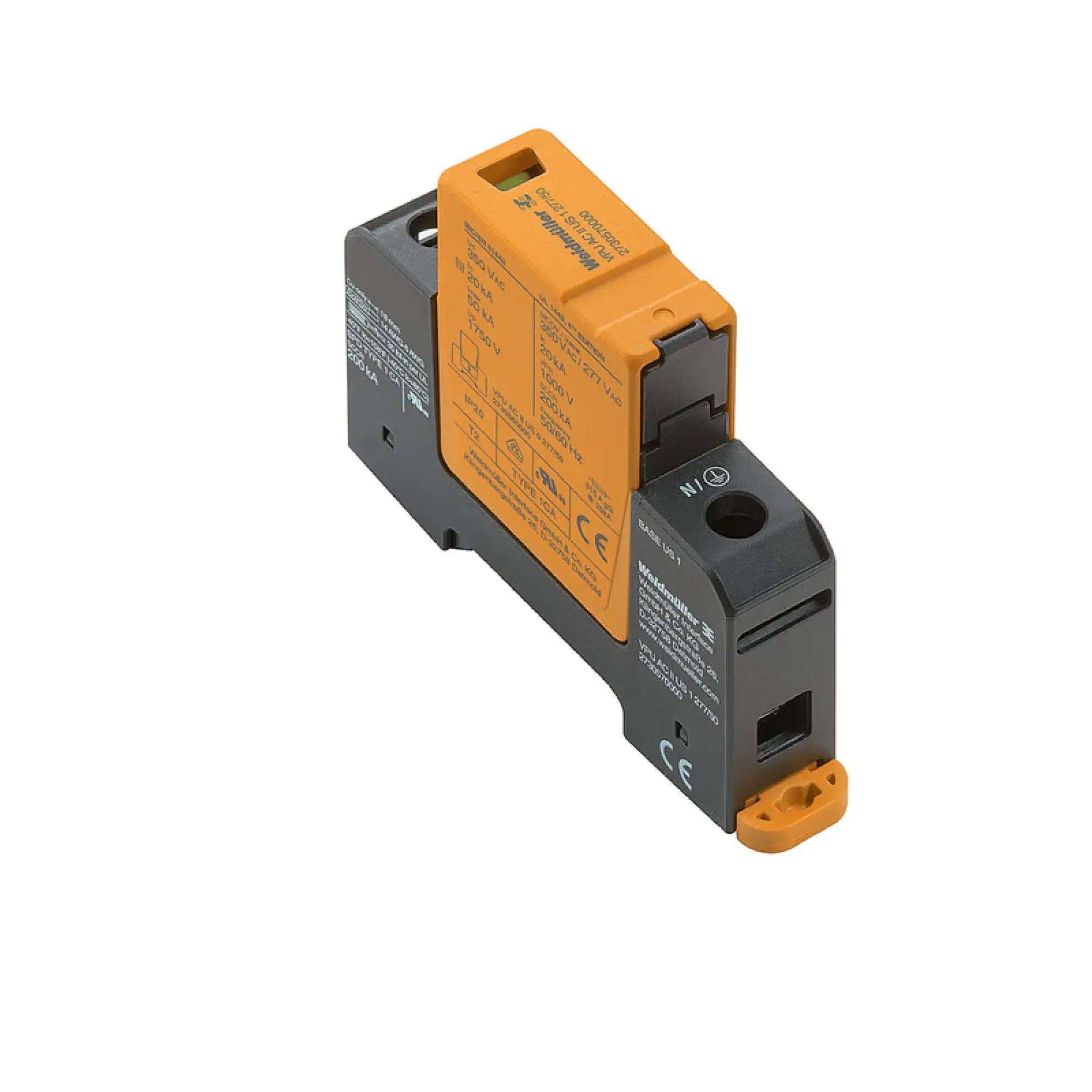 Weidmüller 2730570000 Surge voltage arrester (power supply systems), Surge protection, Type II, Low voltage network: Single-phase, TN, II, AC, 277 V (img_001) Weidmüller 2730570000 Surge voltage arrester (power supply systems), Surge protection, Type II, Low voltage network: Single-phase, TN, II, AC, 277 V (img_001)