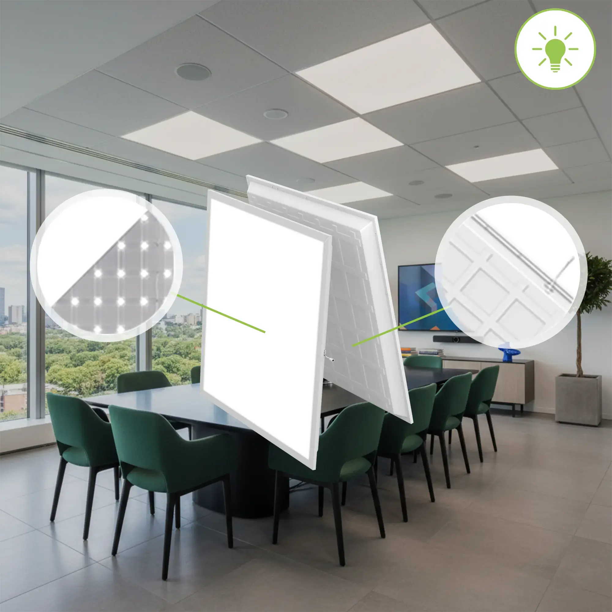 WSU Lights WS000001527-8 8-pack LED Panel, 62x62, warm white 3000K, 40W, 4400lm, UGR