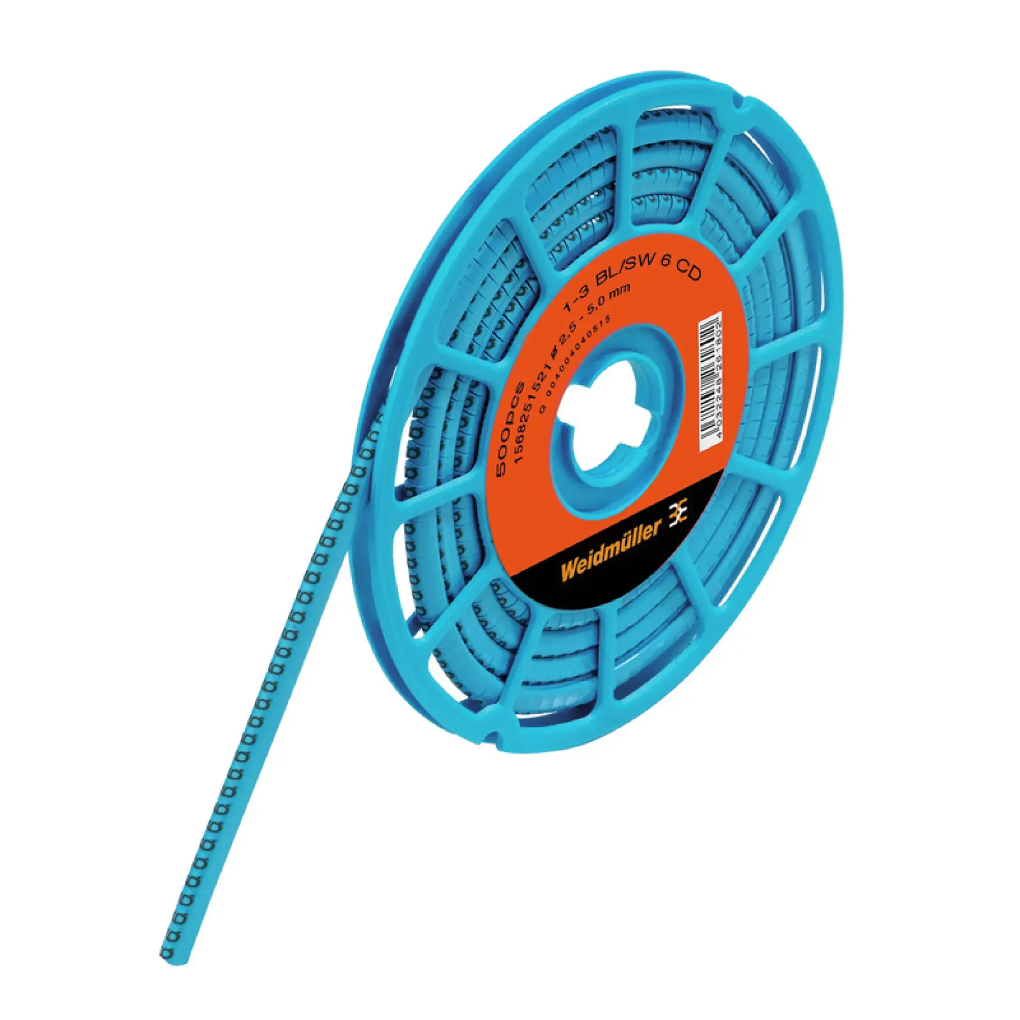 Weidmüller 1568251521 Cable coding system, blue, Conductor O.D.:2.5 - 5 mm, Numbers, PVC, soft, without Cadmium, -30...80 °C (img_001)