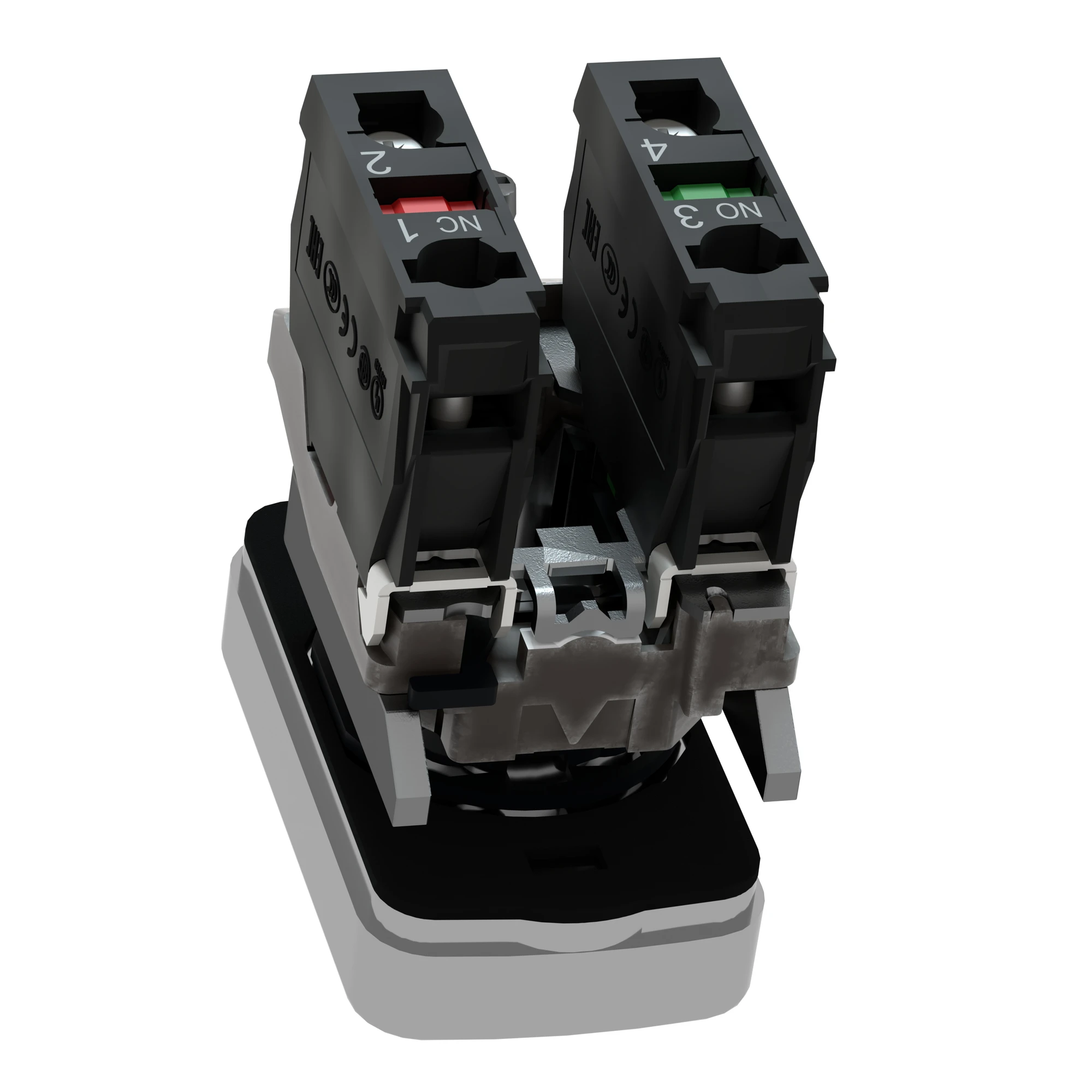 Schneider Electric XB4BW73731G5 Double push button, Harmony XB4, metal, 22mm, green, red, labeled I/O, illuminated, momentary, 1NO+1NC, 120V AC (img_006)