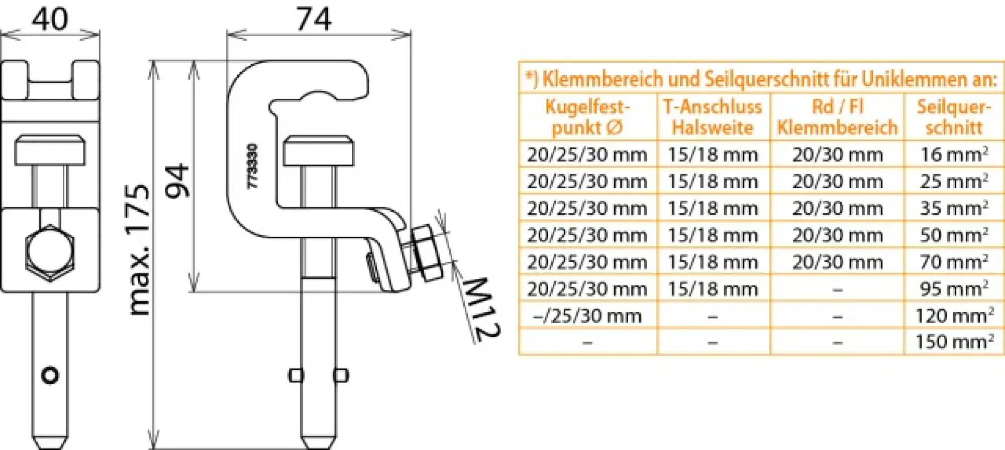Dehn 773330 Universal clamp D 25/30mm T 18mm a.round /flat conduc. up to 30mm w. T pin shaft (img_002)
