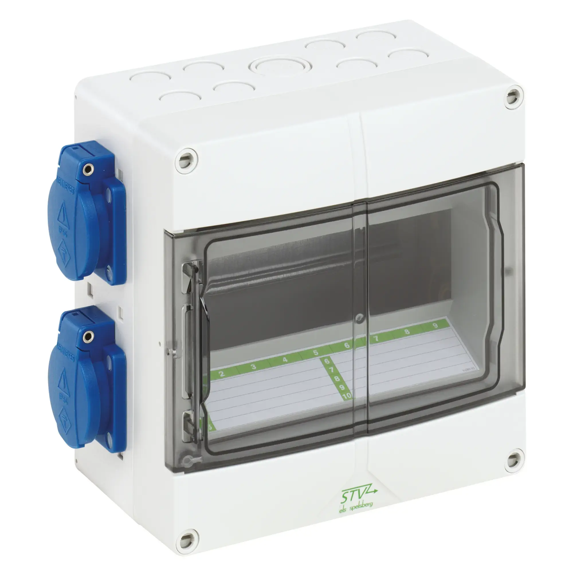 Spelsberg 72930401 Socket outlet combination, grey, Type of protection IP44, Impact strength IK08, Protection class II, Rated insulation voltage 230V AC, Halogen free (img_001)