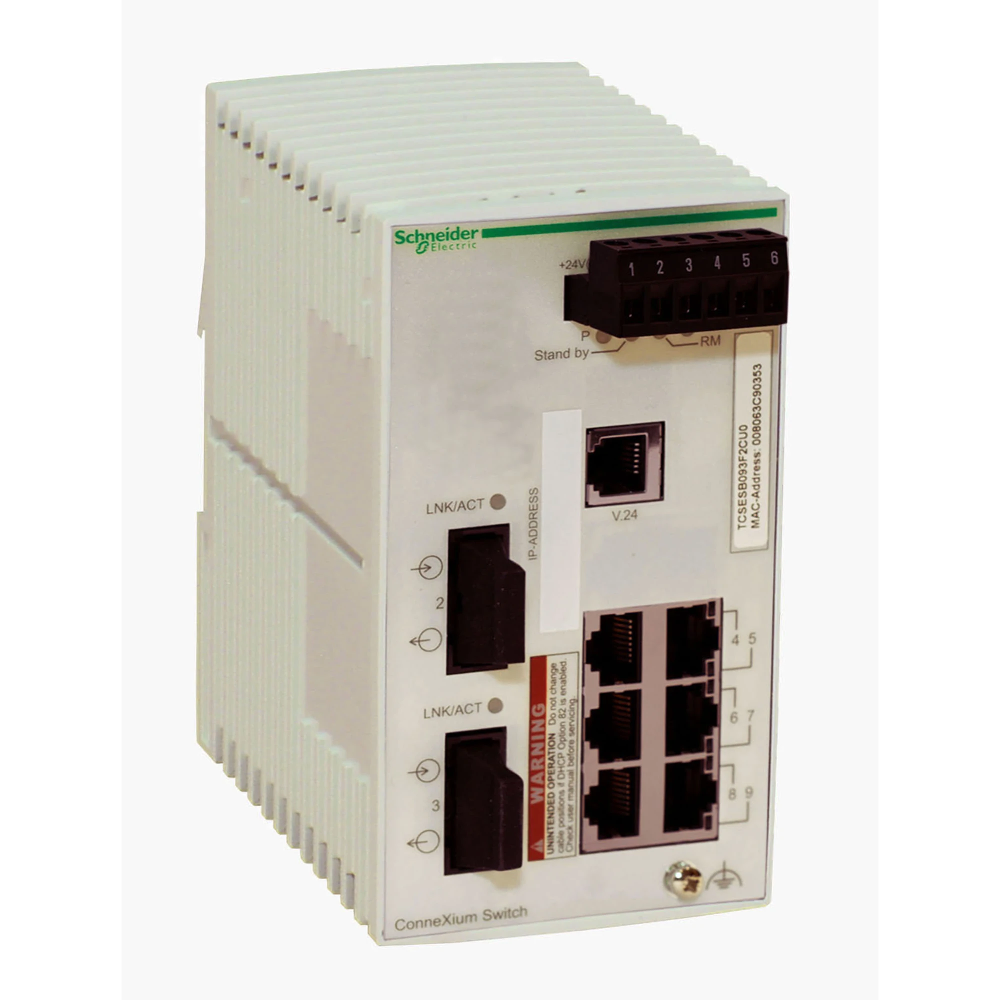 Schneider Electric TCSESB083F2CU0 ConneXium Basic Managed Switch - 6 Ports for Copper (6TX 10/100 Mbps) + 2 for Multimode Fiber (2FX-MM 100 Mbps) (img_001) Schneider Electric TCSESB083F2CU0 ConneXium Basic Managed Switch - 6 Ports for Copper (6TX 10/100 Mbps) + 2 for Multimode Fiber (2FX-MM 100 Mbps) (img_001)