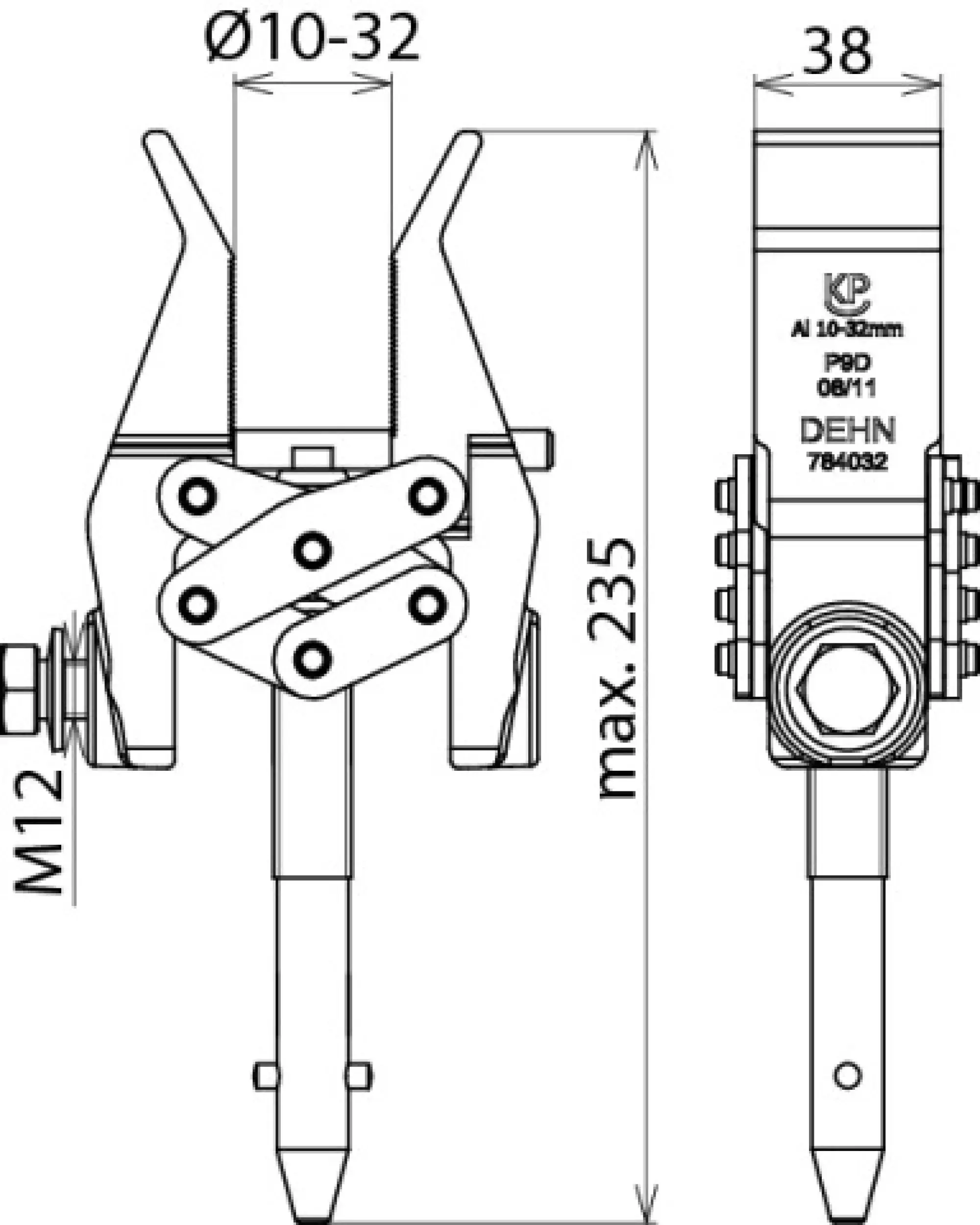 Dehn 784032 Phase screw clamp D 10-32mm T pin shaft for connecting element PK2 16-95mm² (img_002) Dehn 784032 Phase screw clamp D 10-32mm T pin shaft for connecting element PK2 16-95mm² (img_002)