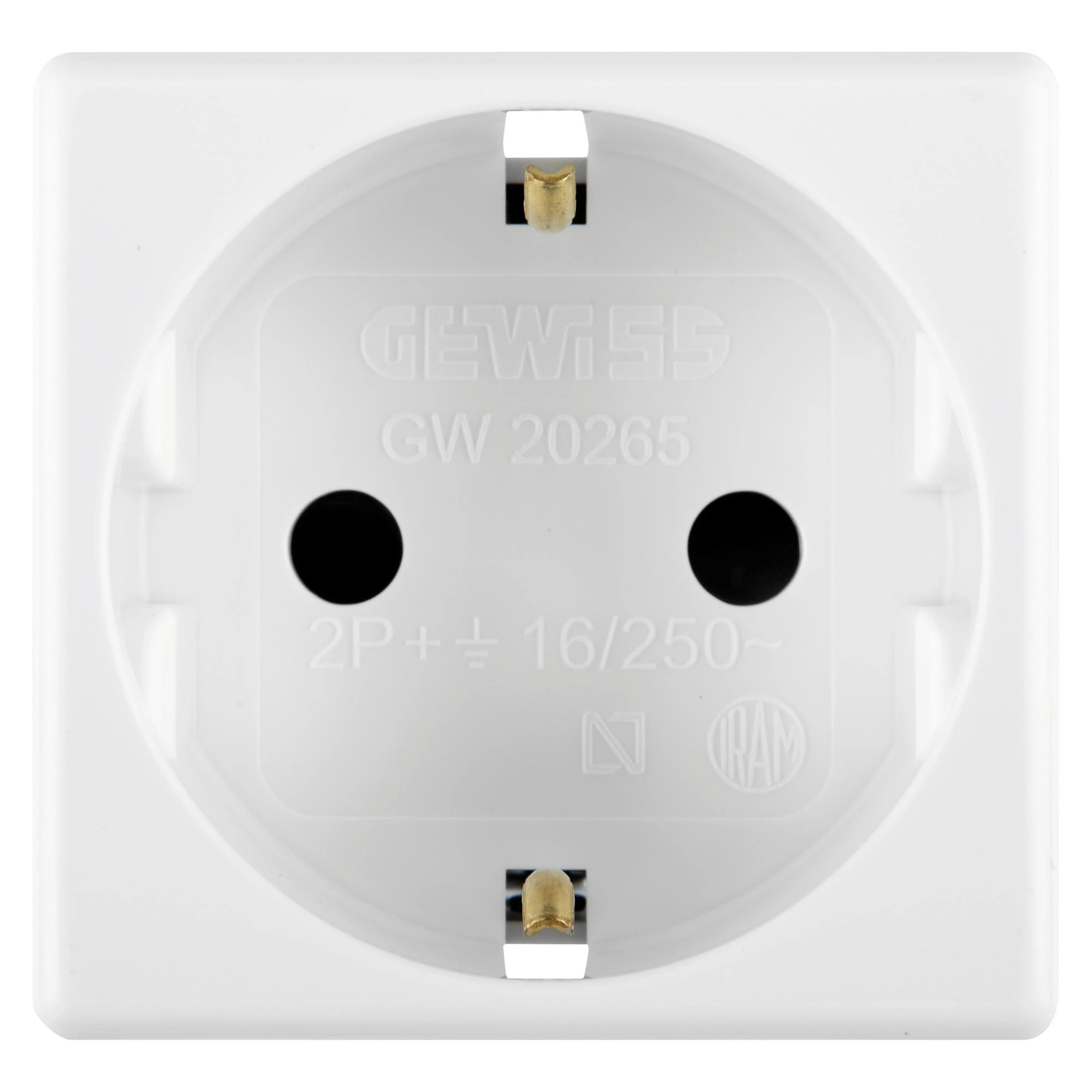 GEWISS GW20265 GERMAN STANDARD SOCKET-OUTLET 250V ac - 2P+E 16A - 2 MODULES - SYSTEM WHITE (img_001)