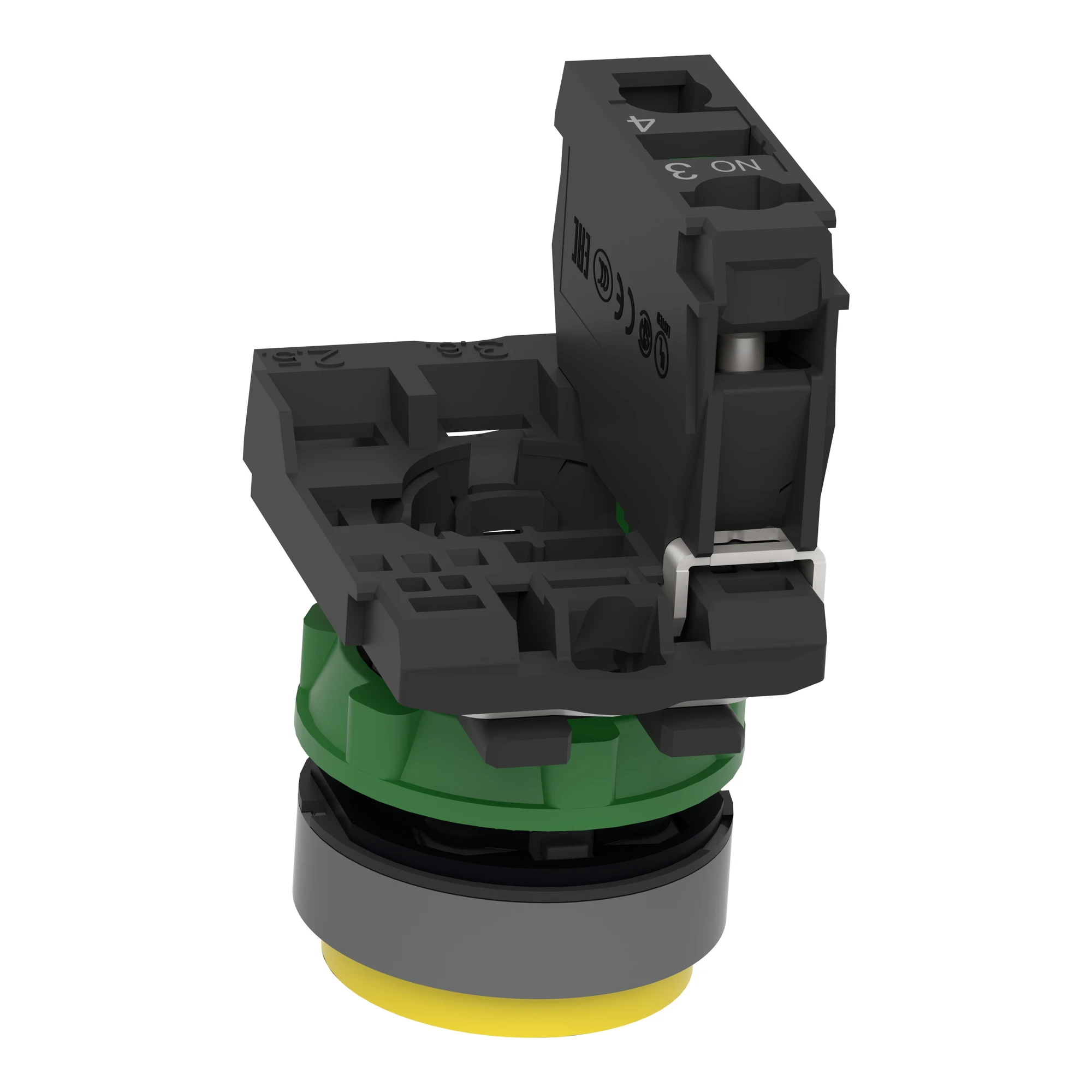 Schneider Electric XB5AP51C0 Pushbutton, Harmony XB5, plastic, projecting, light grey, yellow, unlabelled, with protective cap, 22mm, momentary, 1S (img_005) Schneider Electric XB5AP51C0 Pushbutton, Harmony XB5, plastic, projecting, light grey, yellow, unlabelled, with protective cap, 22mm, momentary, 1S (img_005)