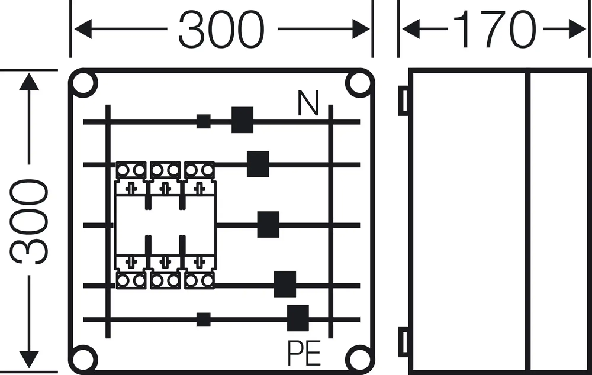Hensel 2000729 Mi-NH-Sicherungsgehäuse 1xNH 00 3polig, Sammelschiene 630 A, 5polig Mi 6214 (img_003)